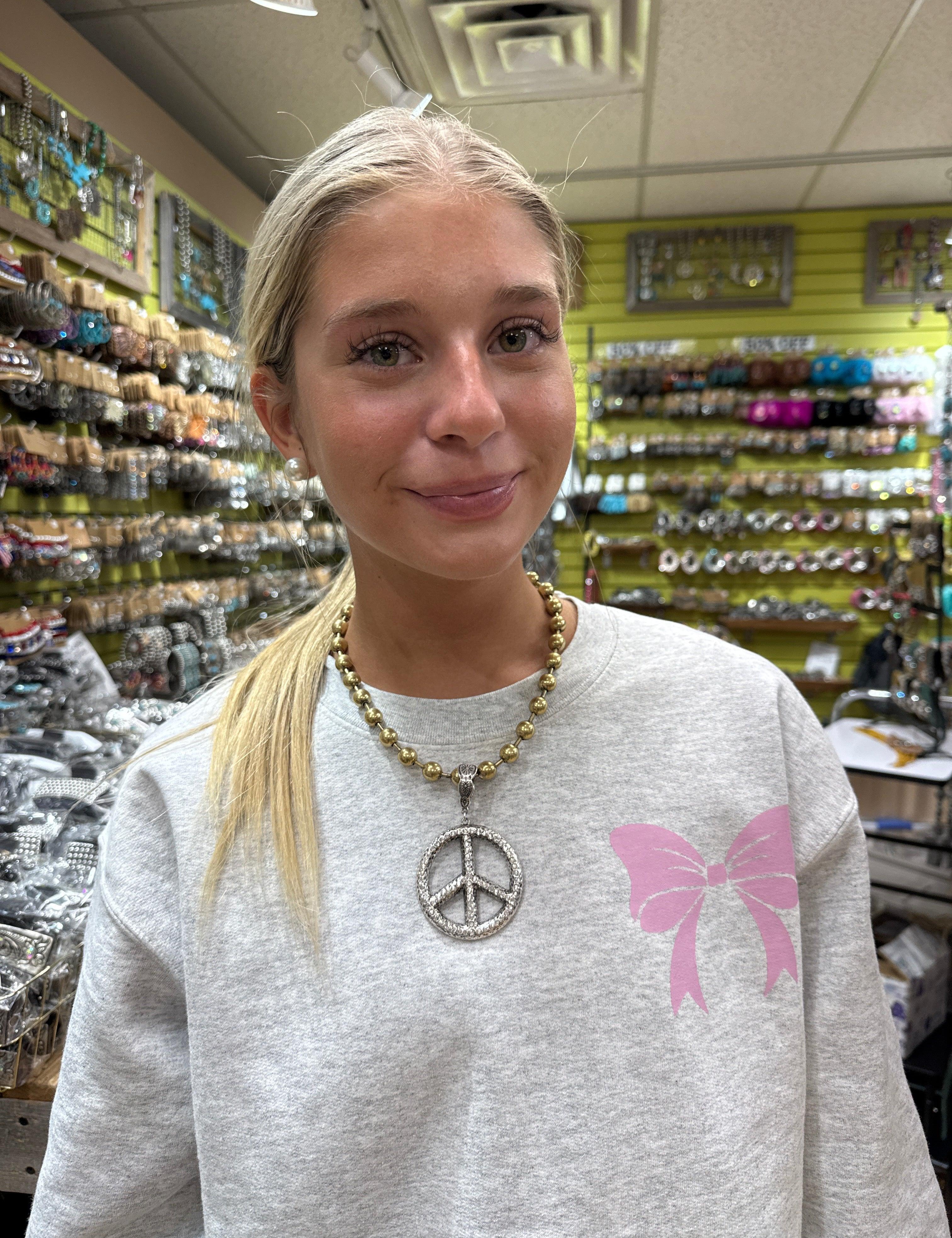 ATG Mixed Metals Peace Sign Necklace on Simply Obsessed
