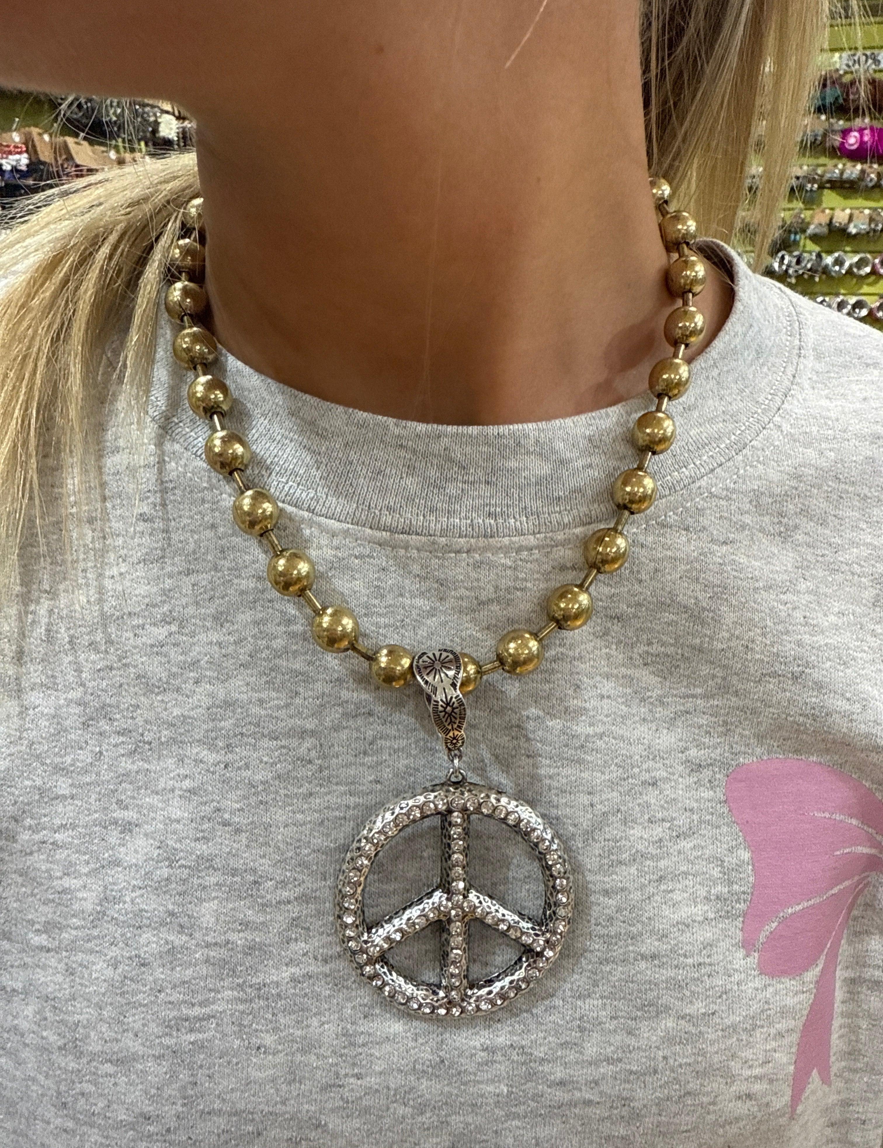 ATG Mixed Metals Peace Sign Necklace on Simply Obsessed