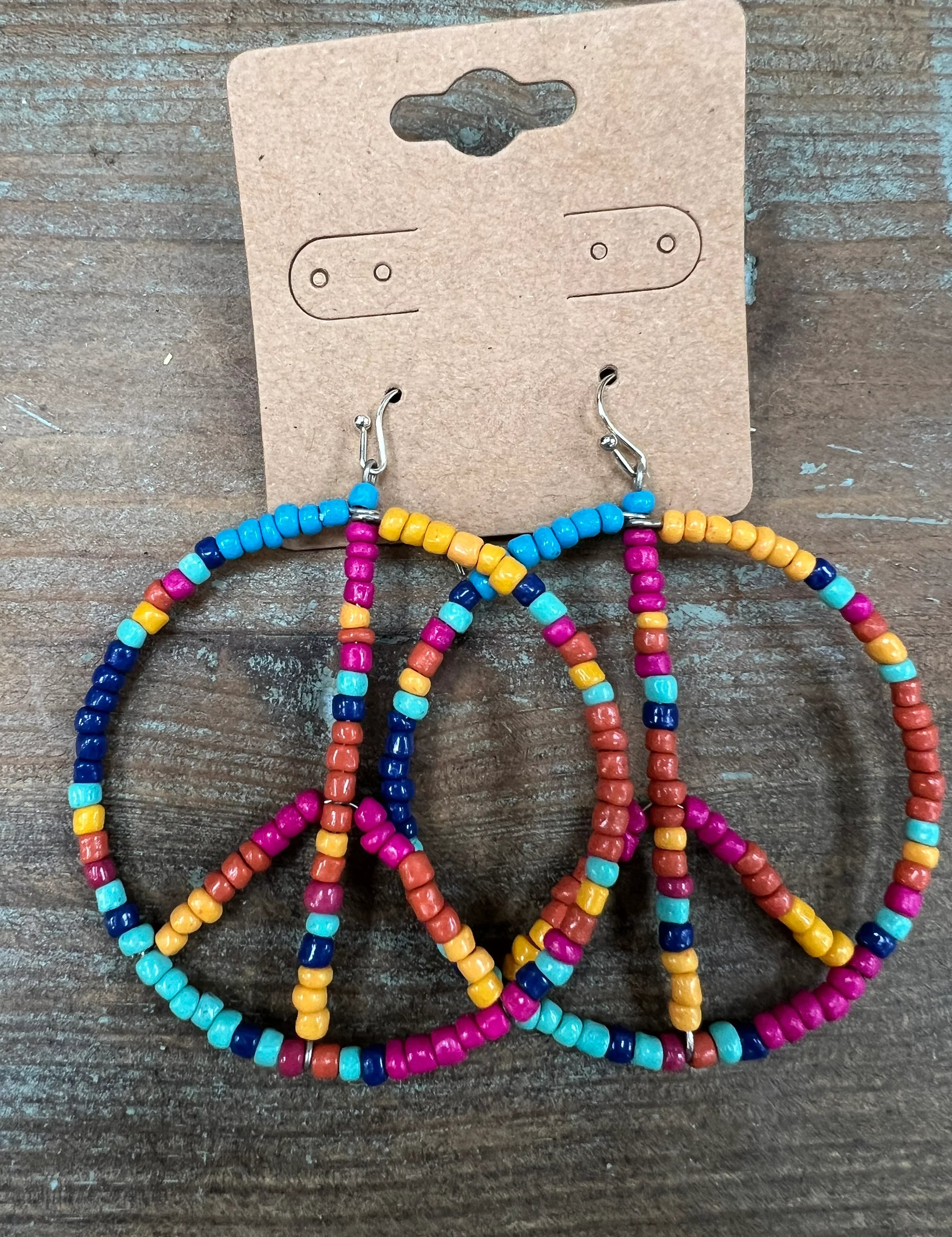 ATG Multi Beaded Peace Sign Earrings on Simply Obsessed