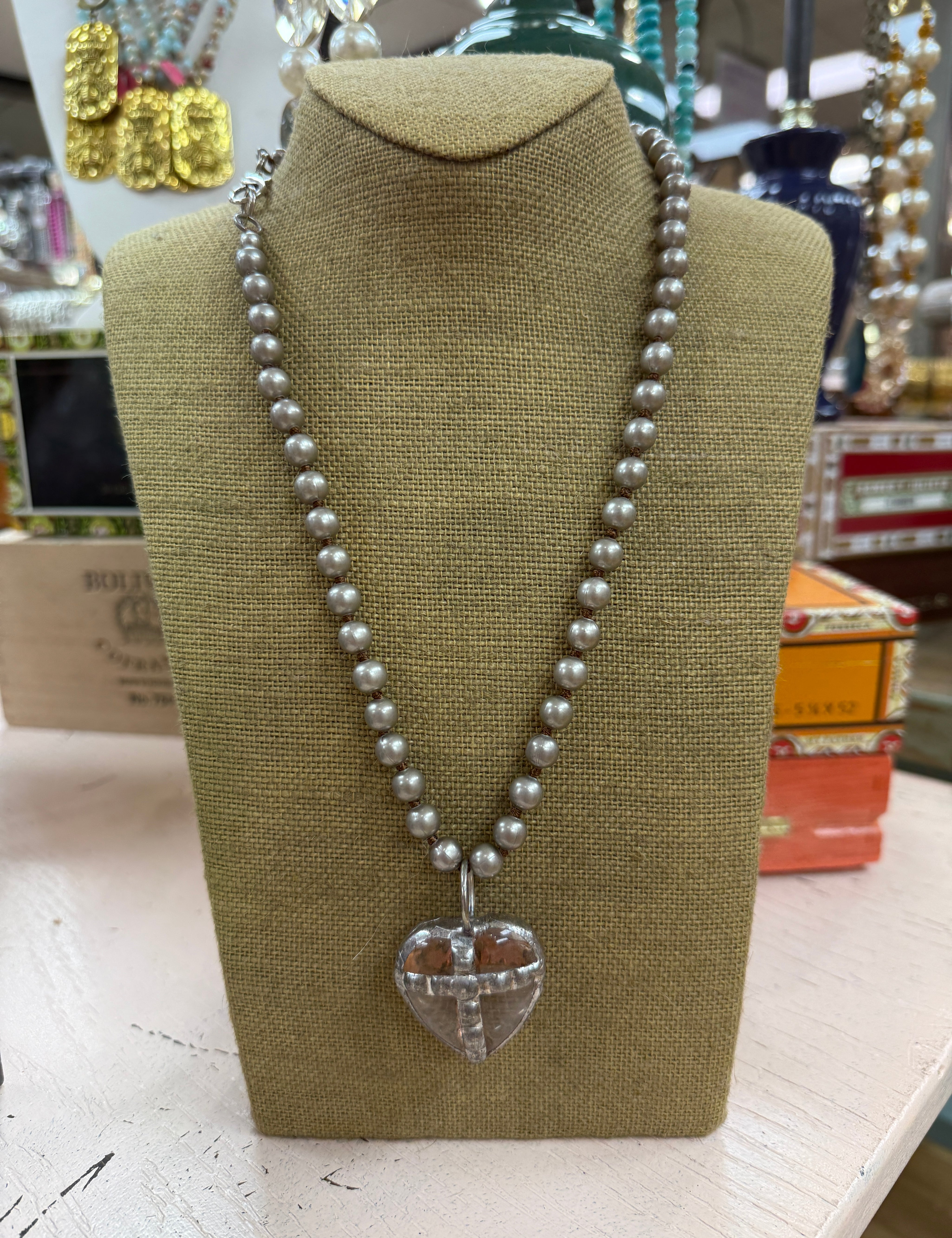 ATG Navajo Pearl Heart Charm Necklace on Simply Obsessed