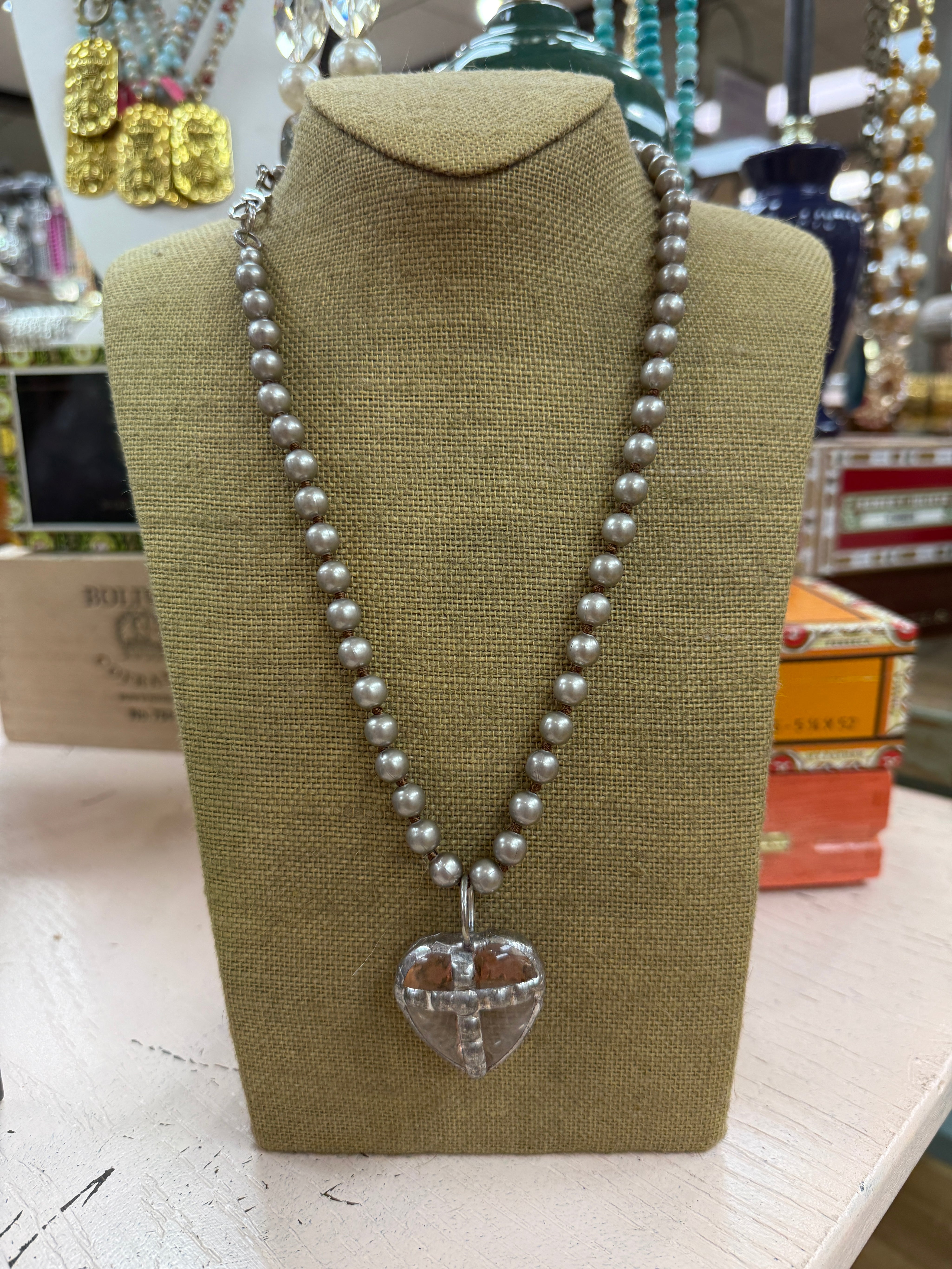 ATG Navajo Pearl Heart Charm Necklace on Simply Obsessed