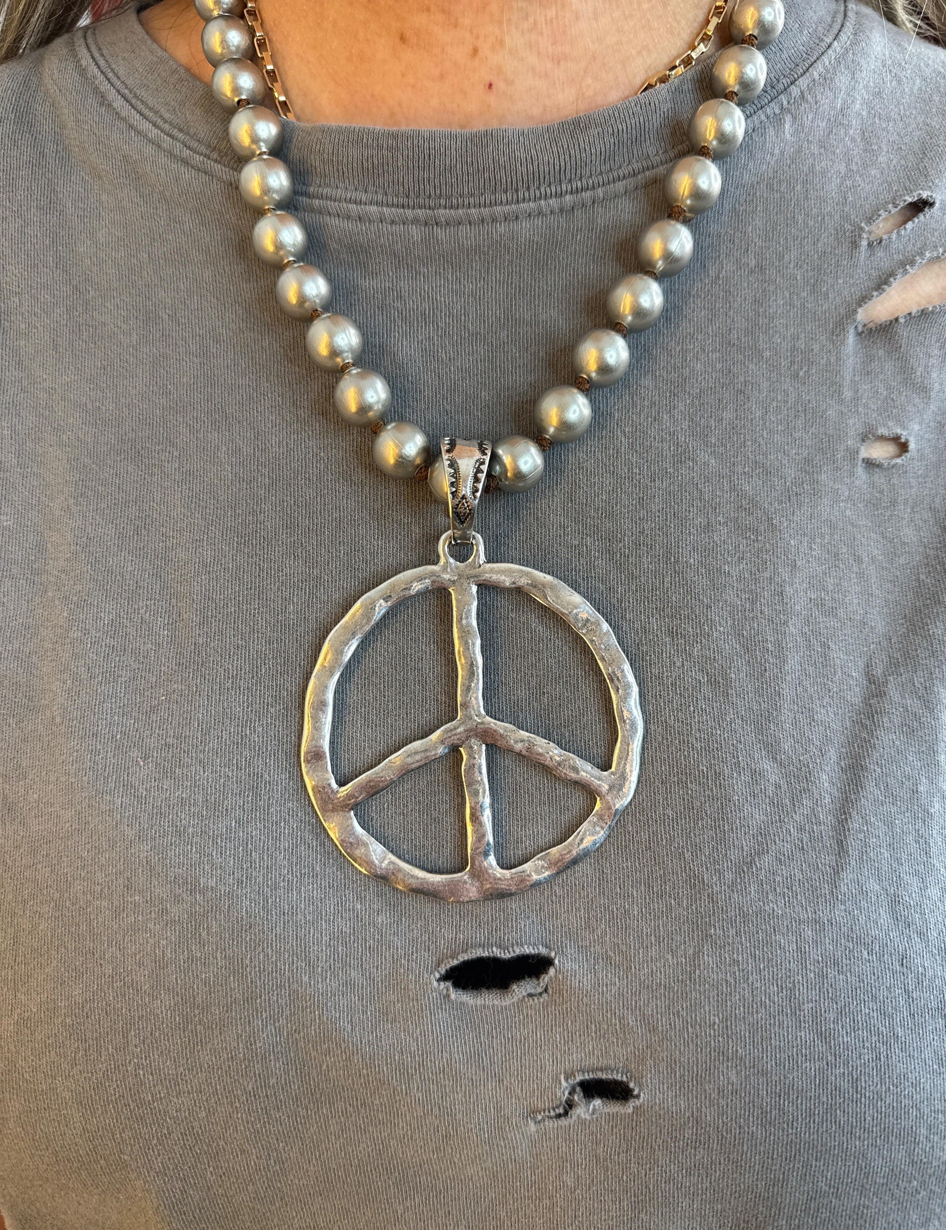 ATG Navajo Pearl Peace Sign Necklace on Simply Obsessed