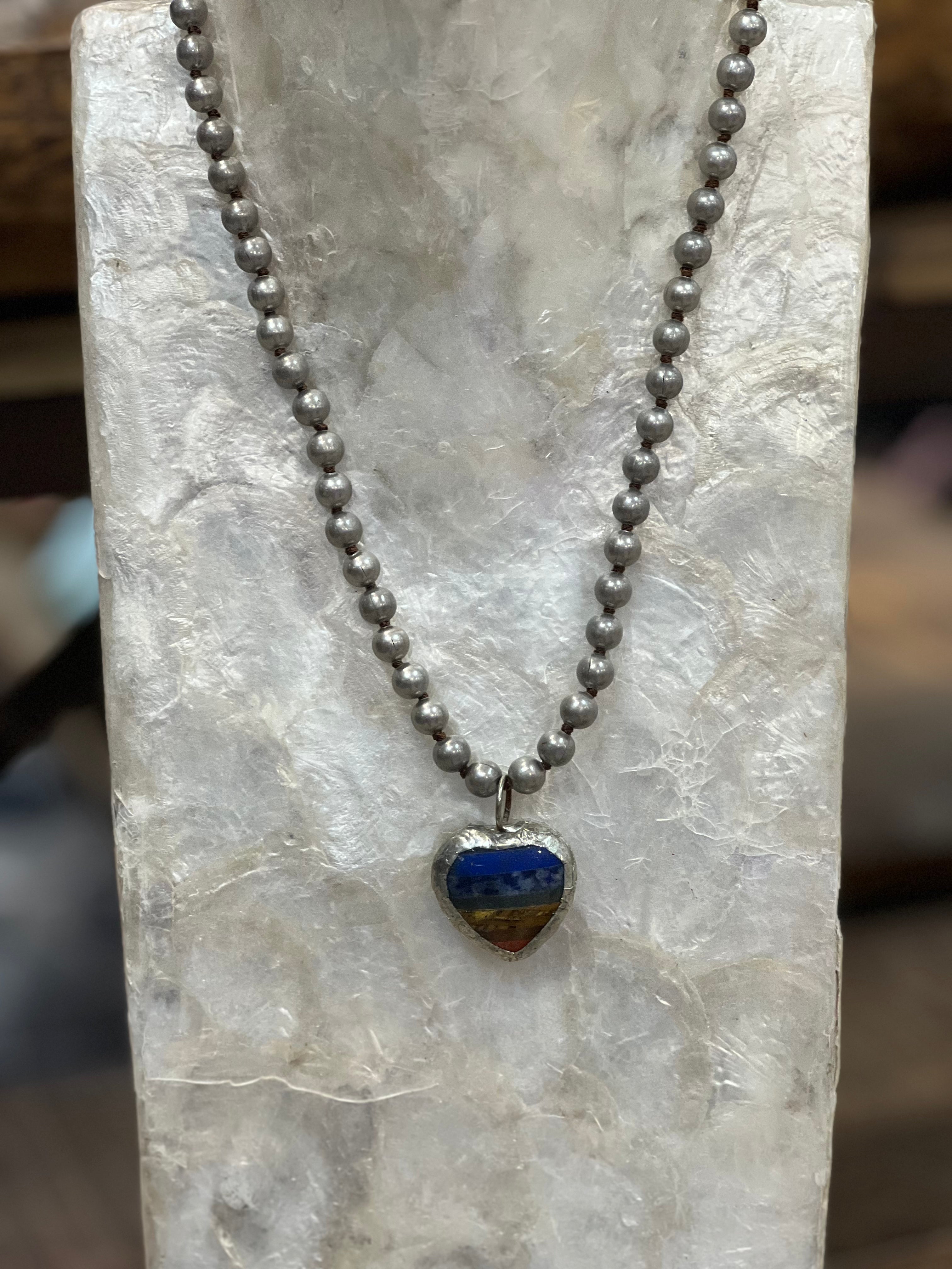 ATG Navajo Pearl Rainbow Heart Necklace on Simply Obsessed