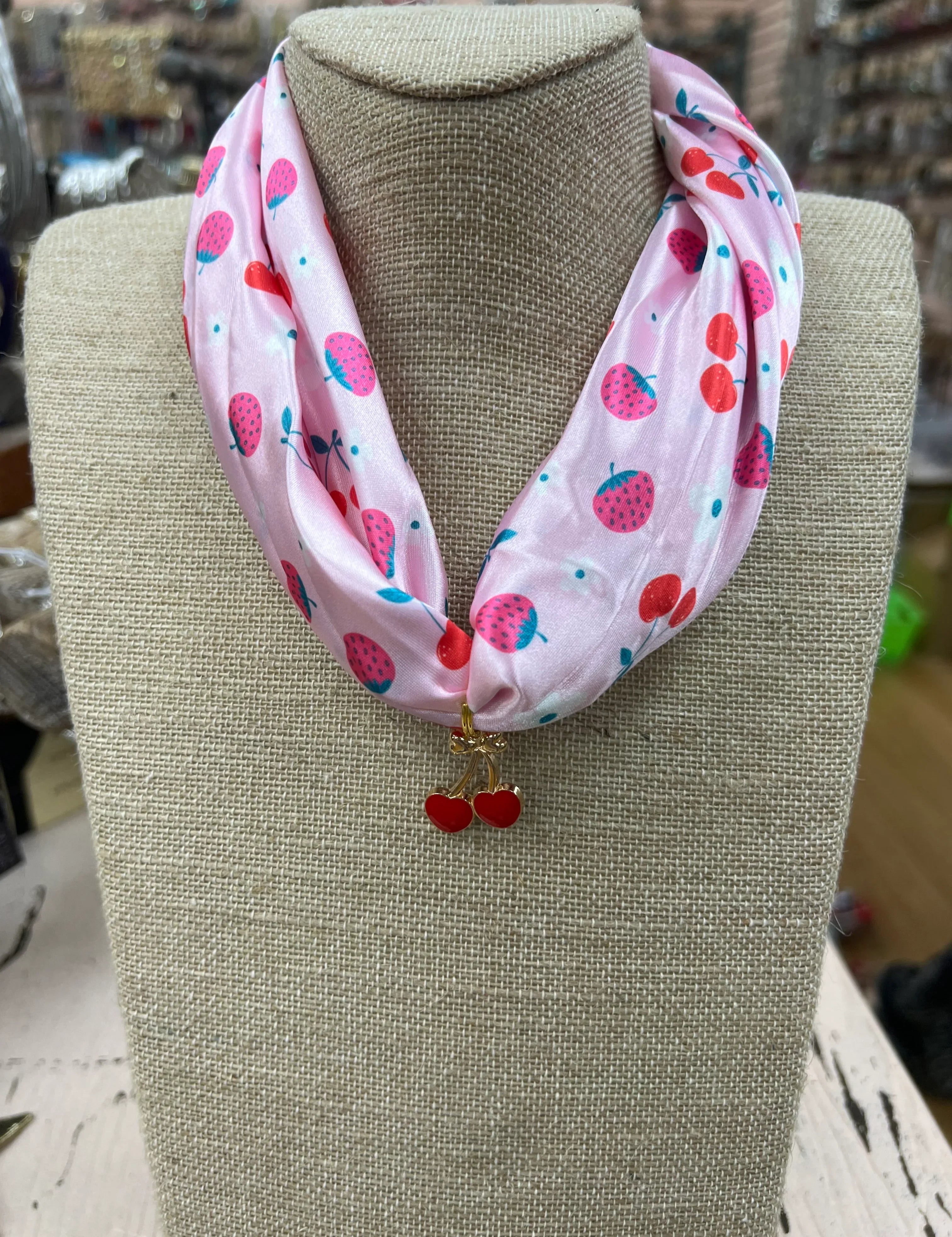 ATG One of a Kind Cherry Charm Scarf Necklaces on Simply Obsessed