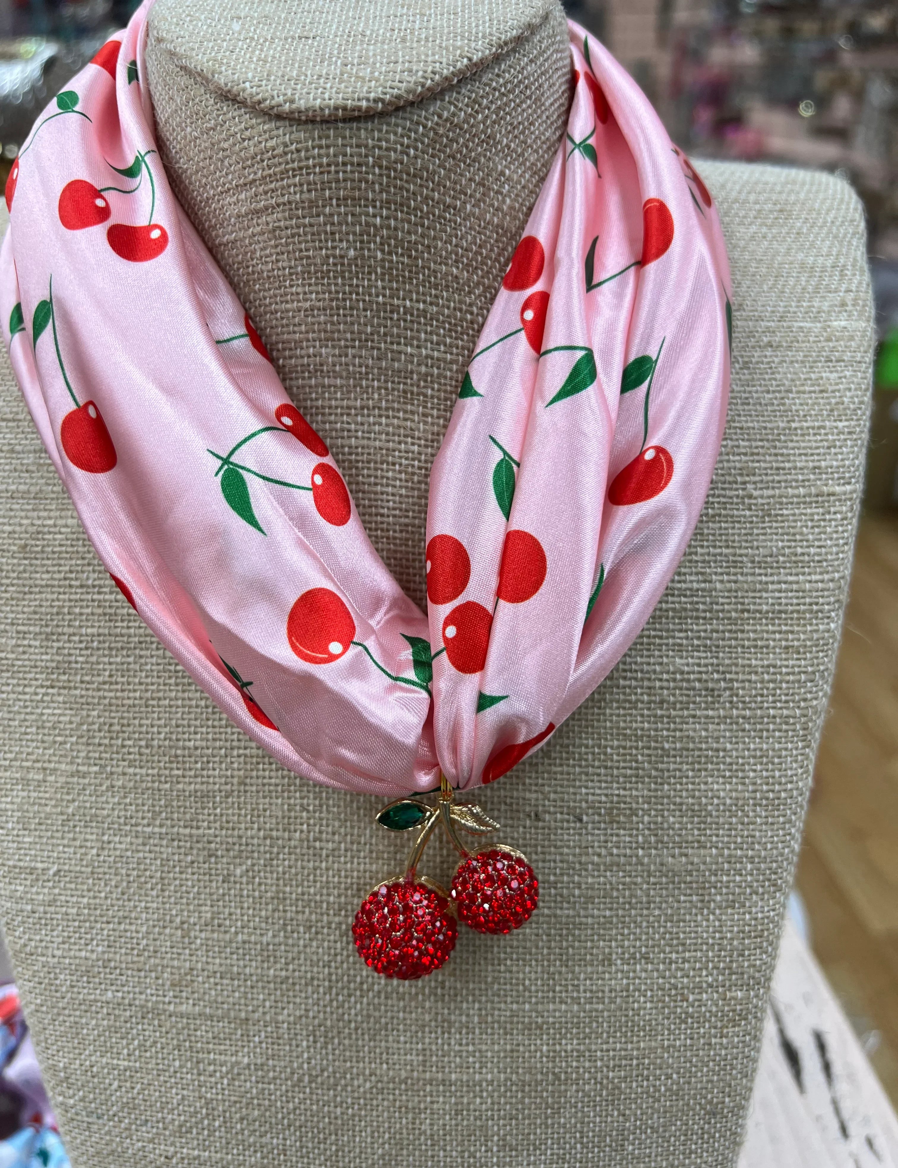 ATG One of a Kind Cherry Scarf Necklace on Simply Obsessed