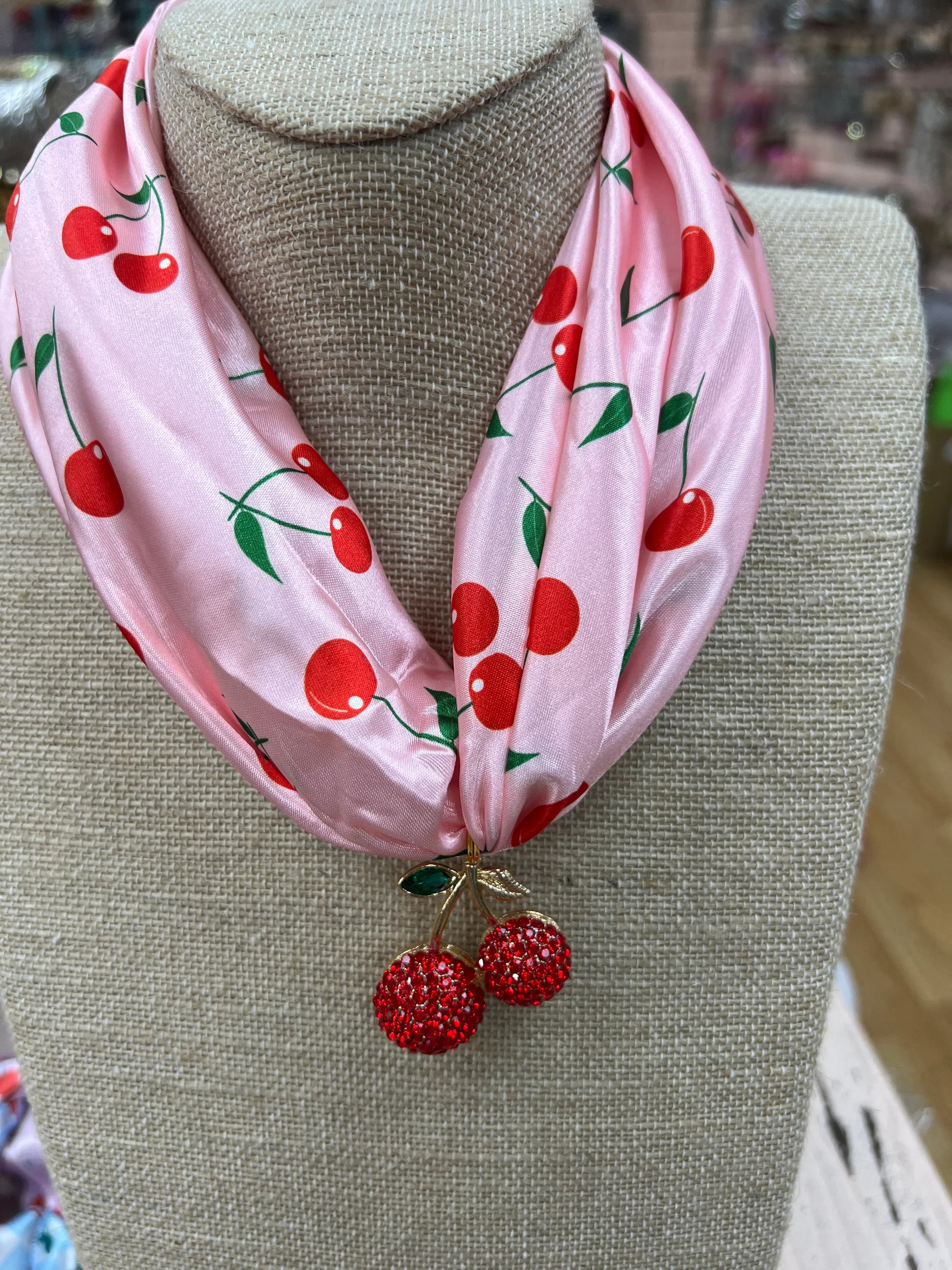 ATG One of a Kind Cherry Scarf Necklace on Simply Obsessed