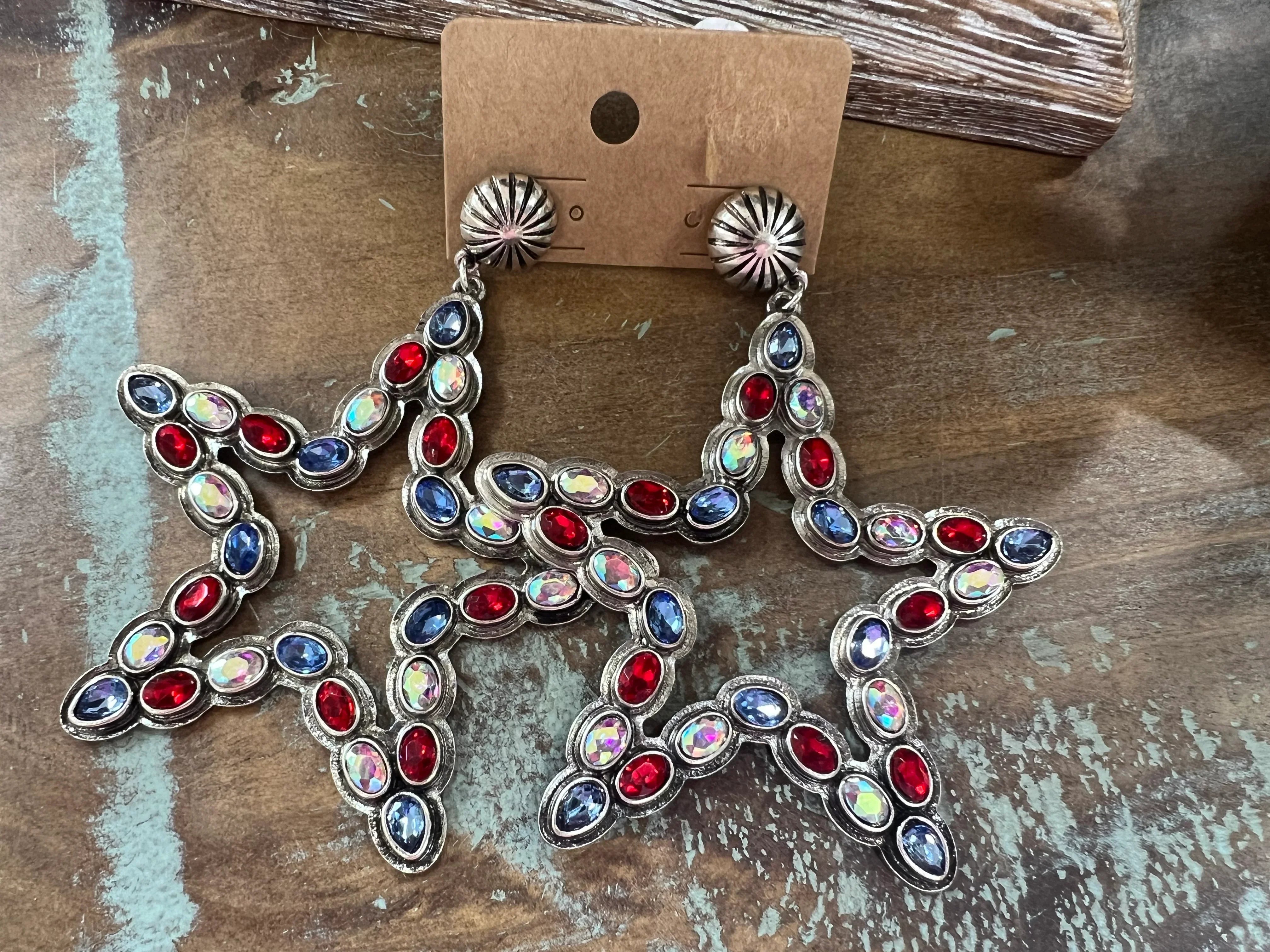 ATG Patriotic Star Bling Earrings on Simply Obsessed