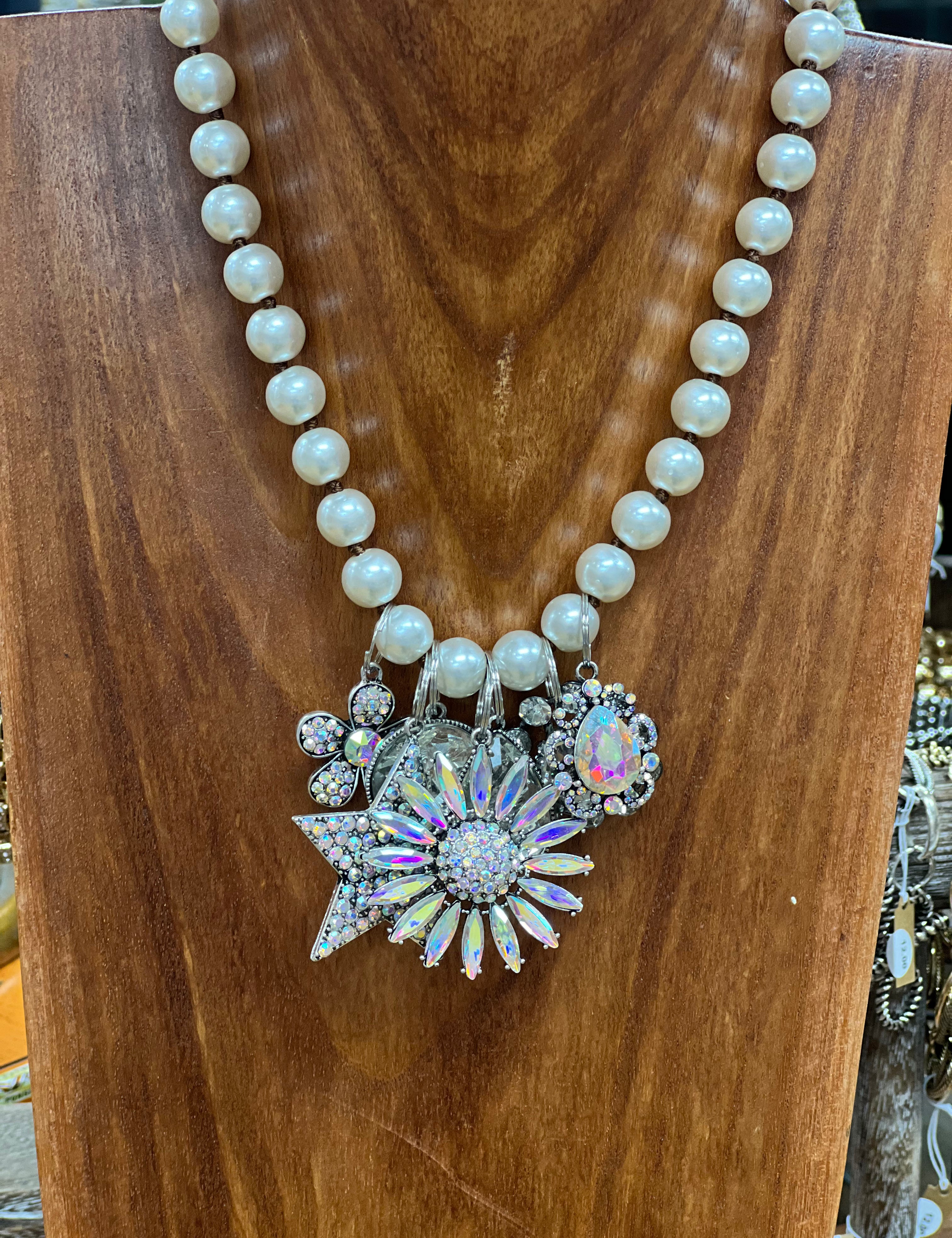 ATG Pearl 7 Bling Gem Charm Necklace on Simply Obsessed