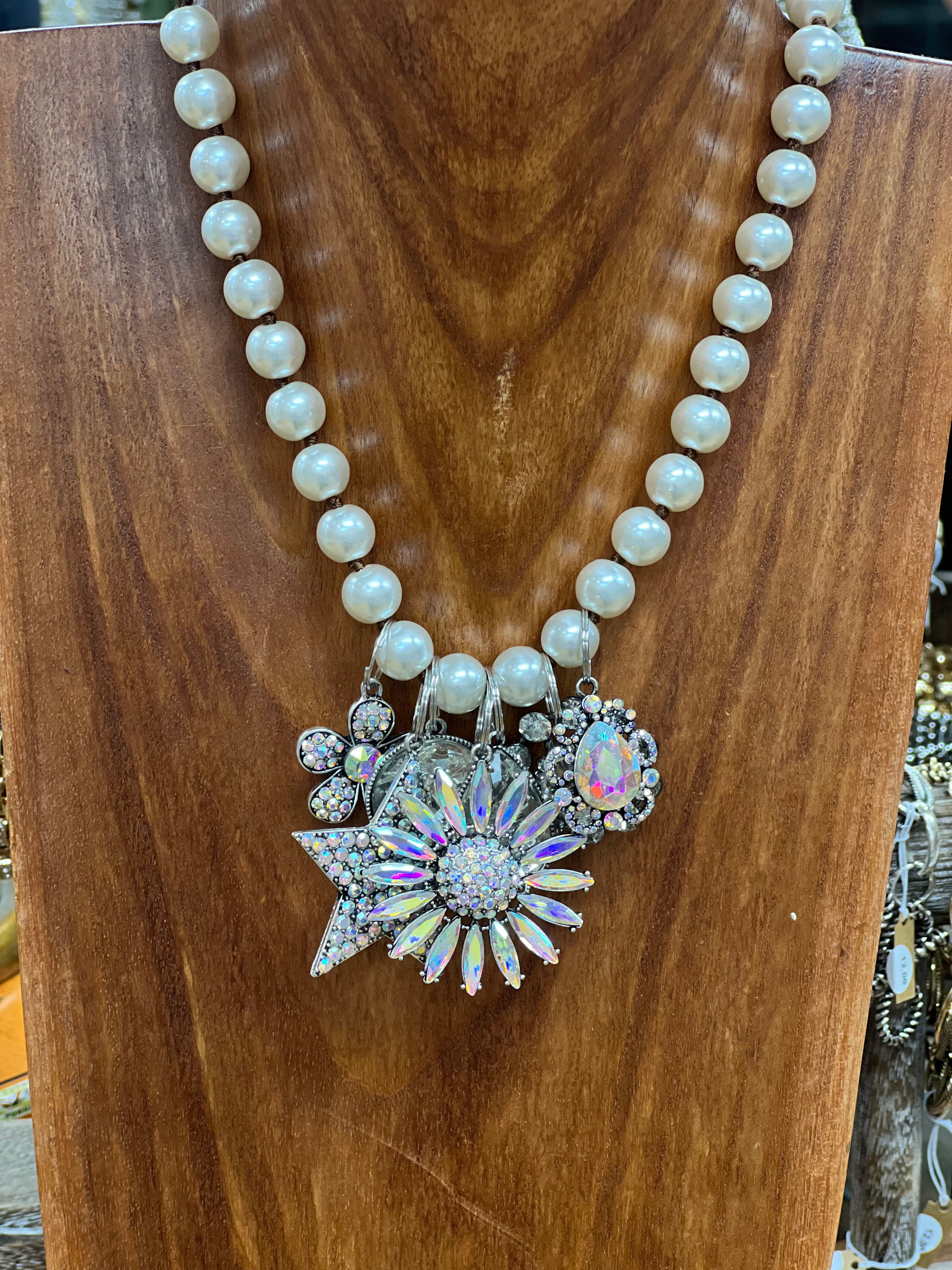 ATG Pearl 7 Bling Gem Charm Necklace on Simply Obsessed
