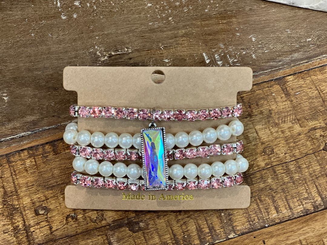 ATG Pink AB Bracelet Stack on Simply Obsessed