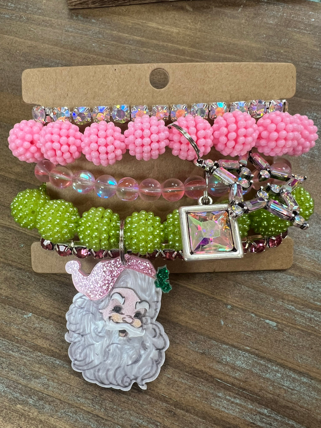 ATG Pink & Green Santa Bracelet Stack on Simply Obsessed