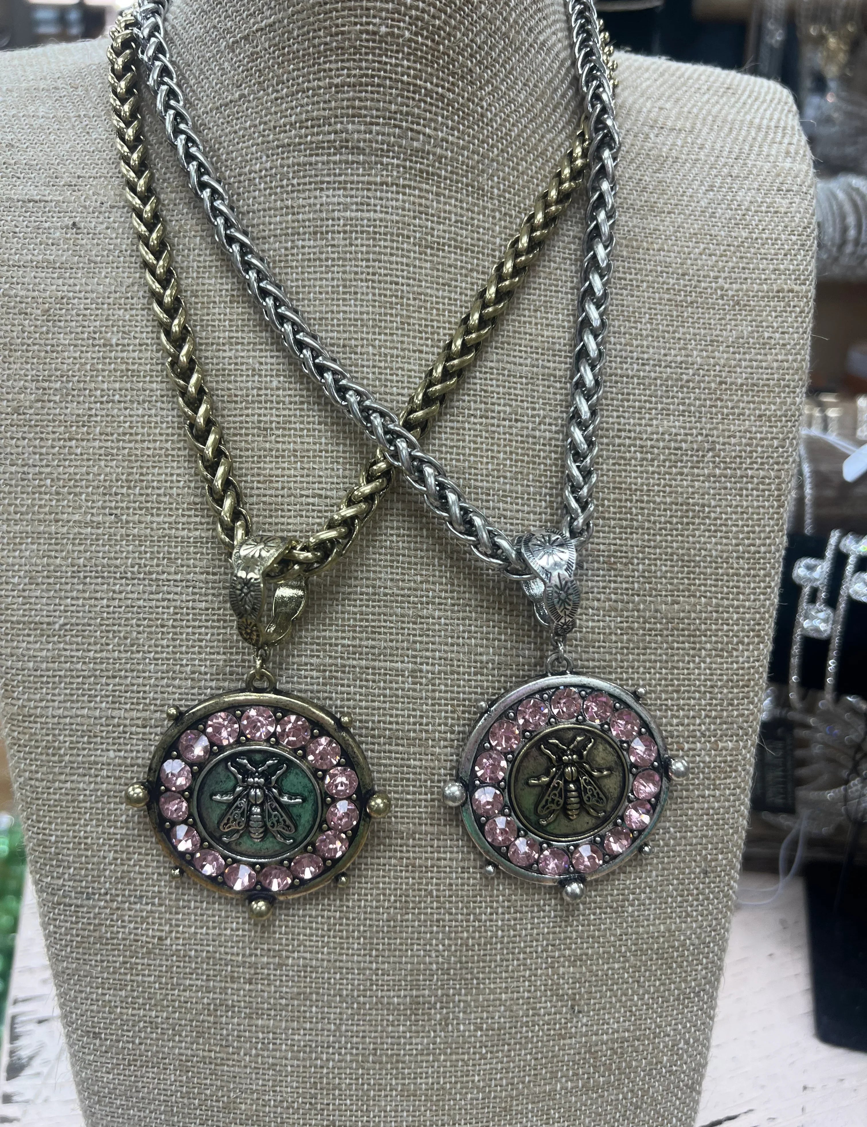 ATG Pink Crystal Bee Chain Necklace on Simply Obsessed