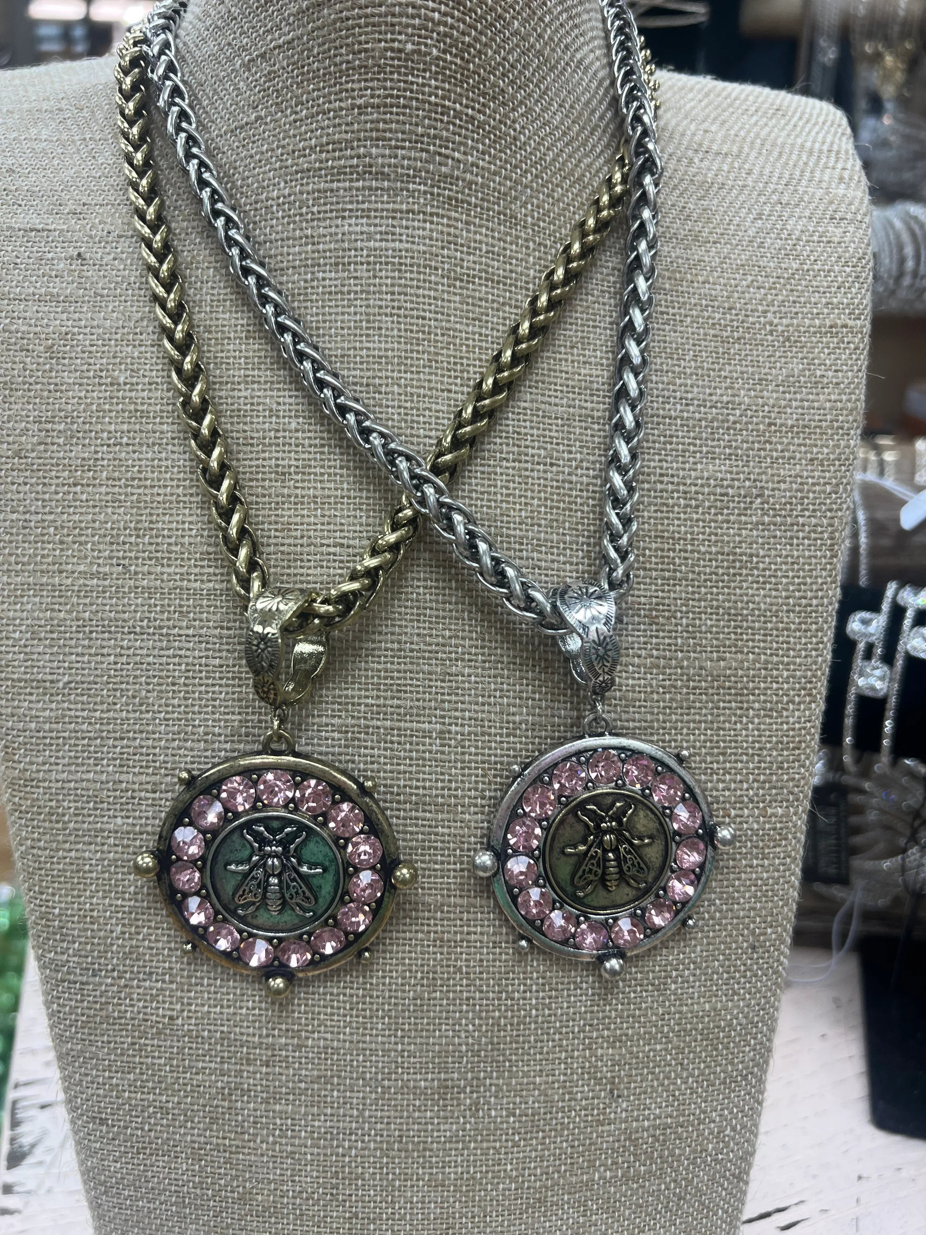 ATG Pink Crystal Bee Chain Necklace on Simply Obsessed