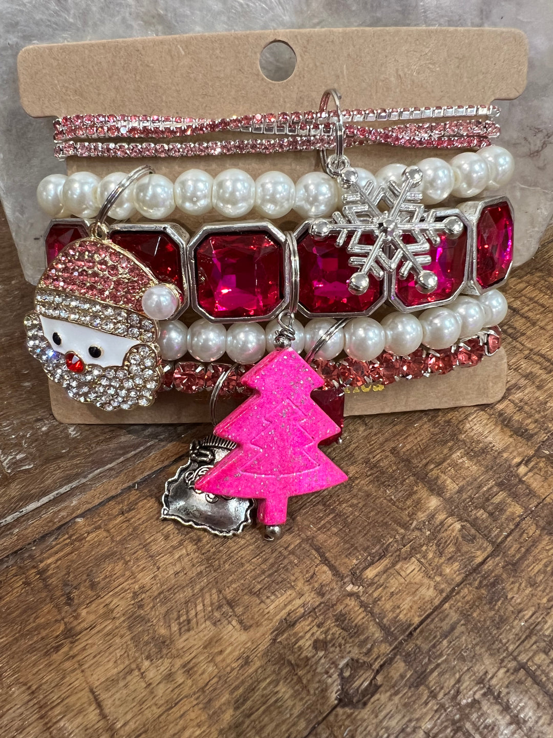 ATG Pink Santa Gemstone Bracelet Stack on Simply Obsessed