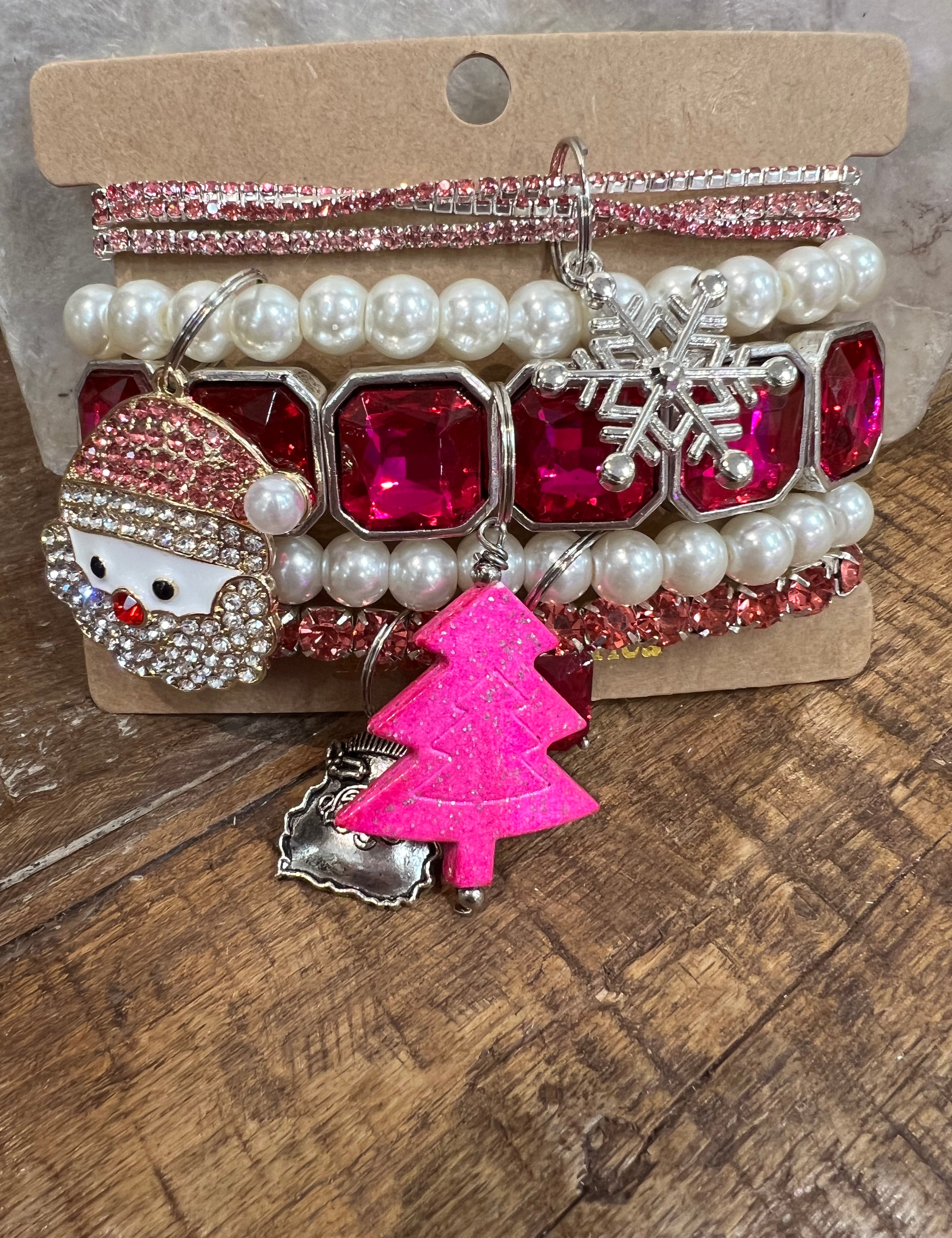 ATG Pink Santa Gemstone Bracelet Stack on Simply Obsessed