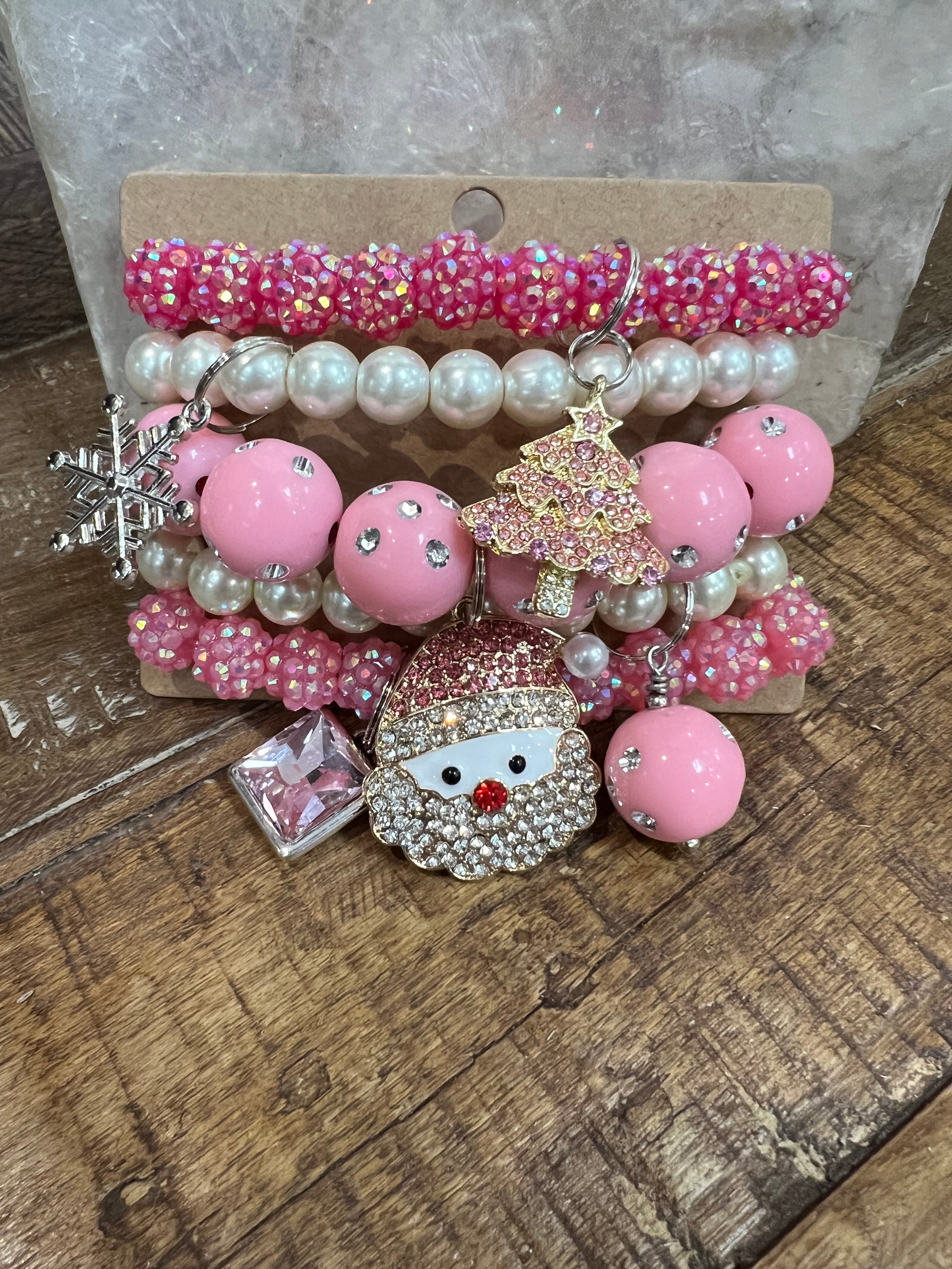 ATG Pink Santa Tree Bracelet Stack on Simply Obsessed