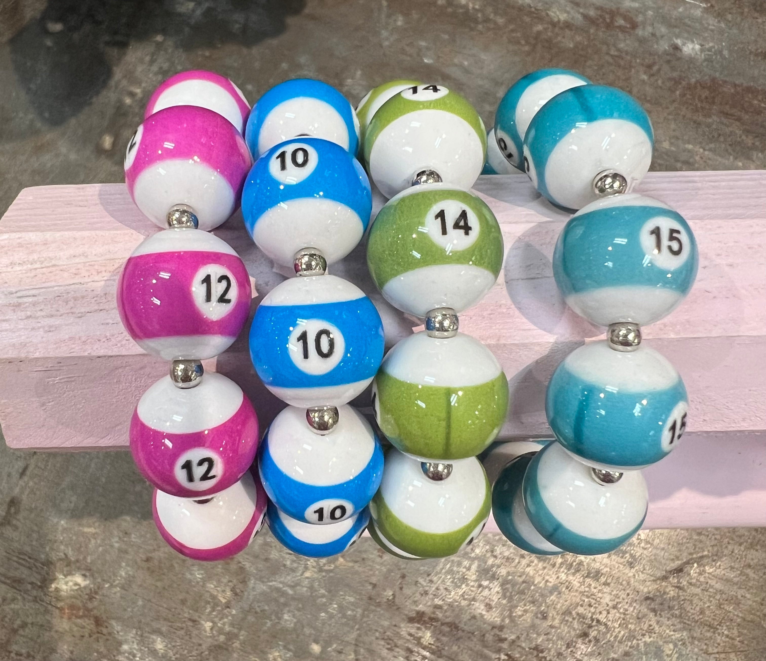 ATG Pool Ball Stretch Bracelets on Simply Obsessed