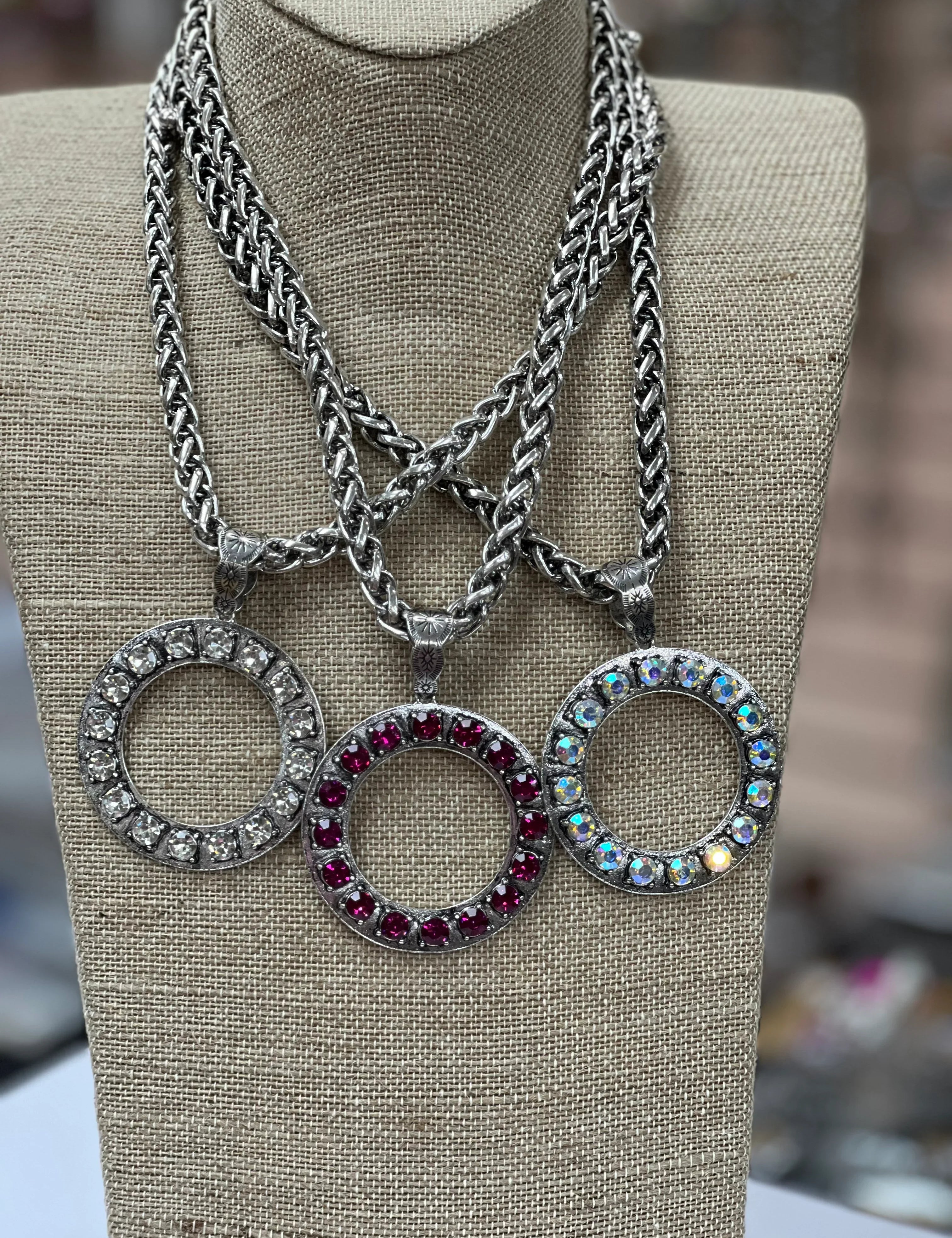ATG Silver Circle Bling Chain Necklace on Simply Obsessed