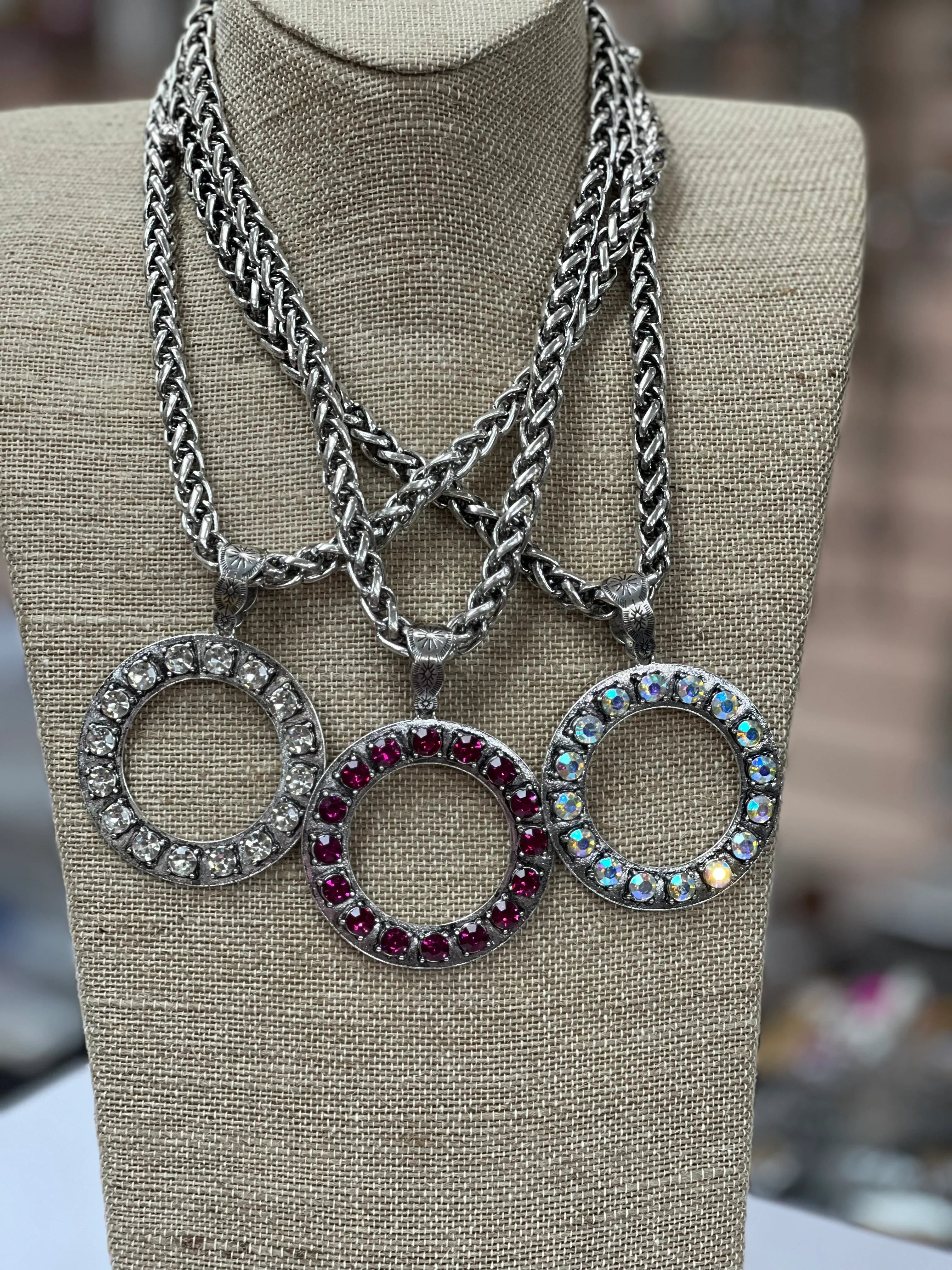 ATG Silver Circle Bling Chain Necklace on Simply Obsessed