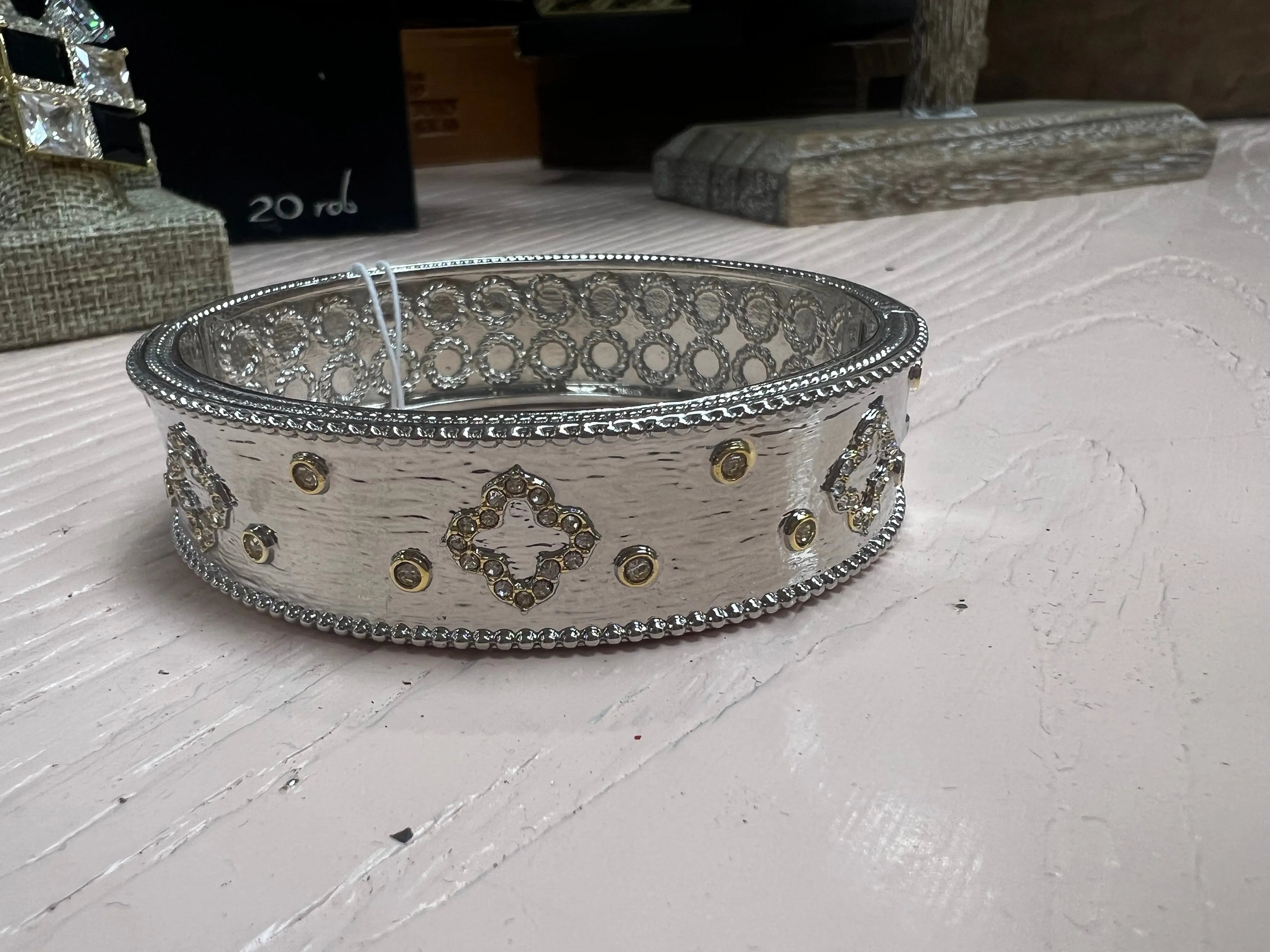 ATG Silver Clover Bangle on Simply Obsessed