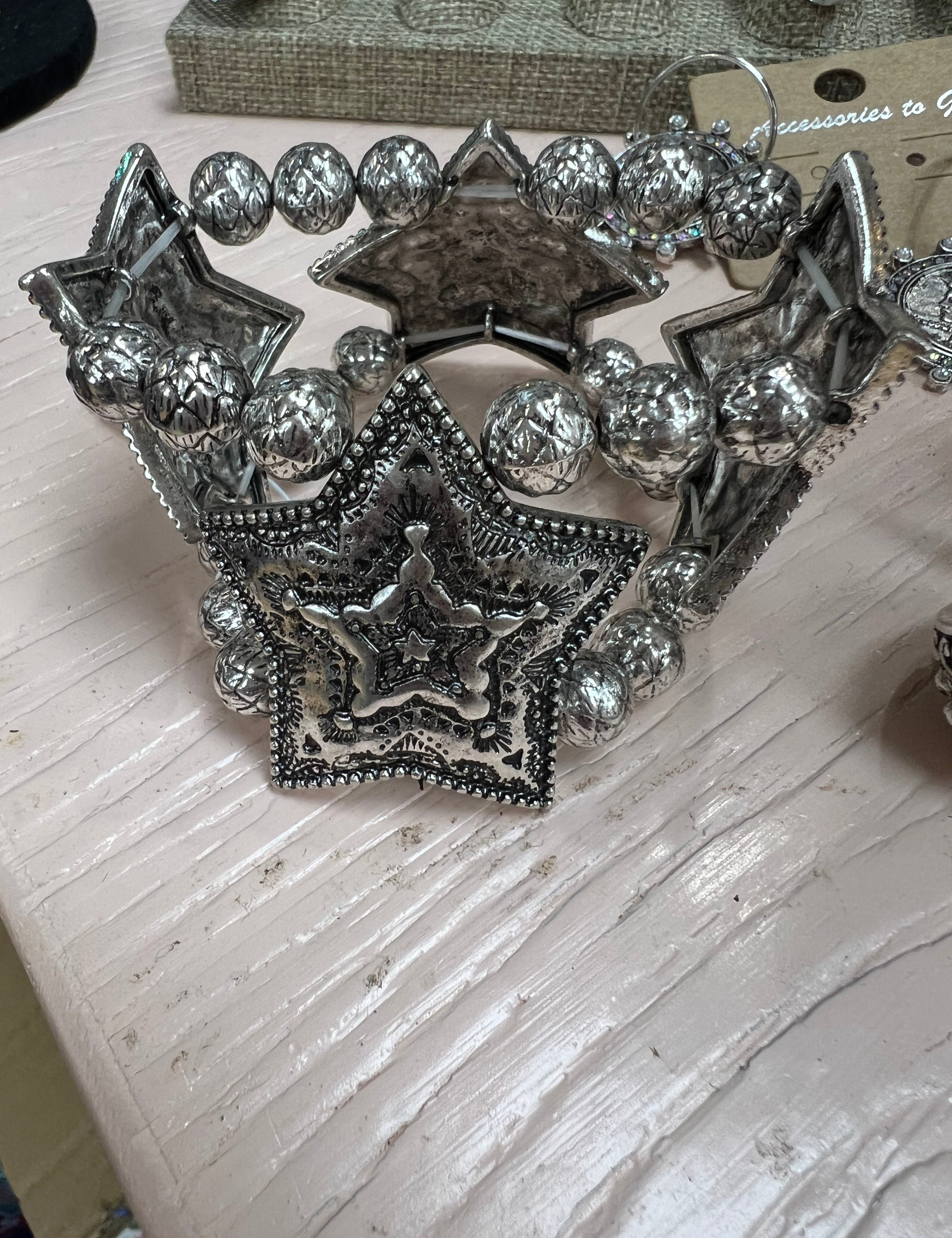 ATG Silver Etched Star Detail Bracelets on Simply Obsessed