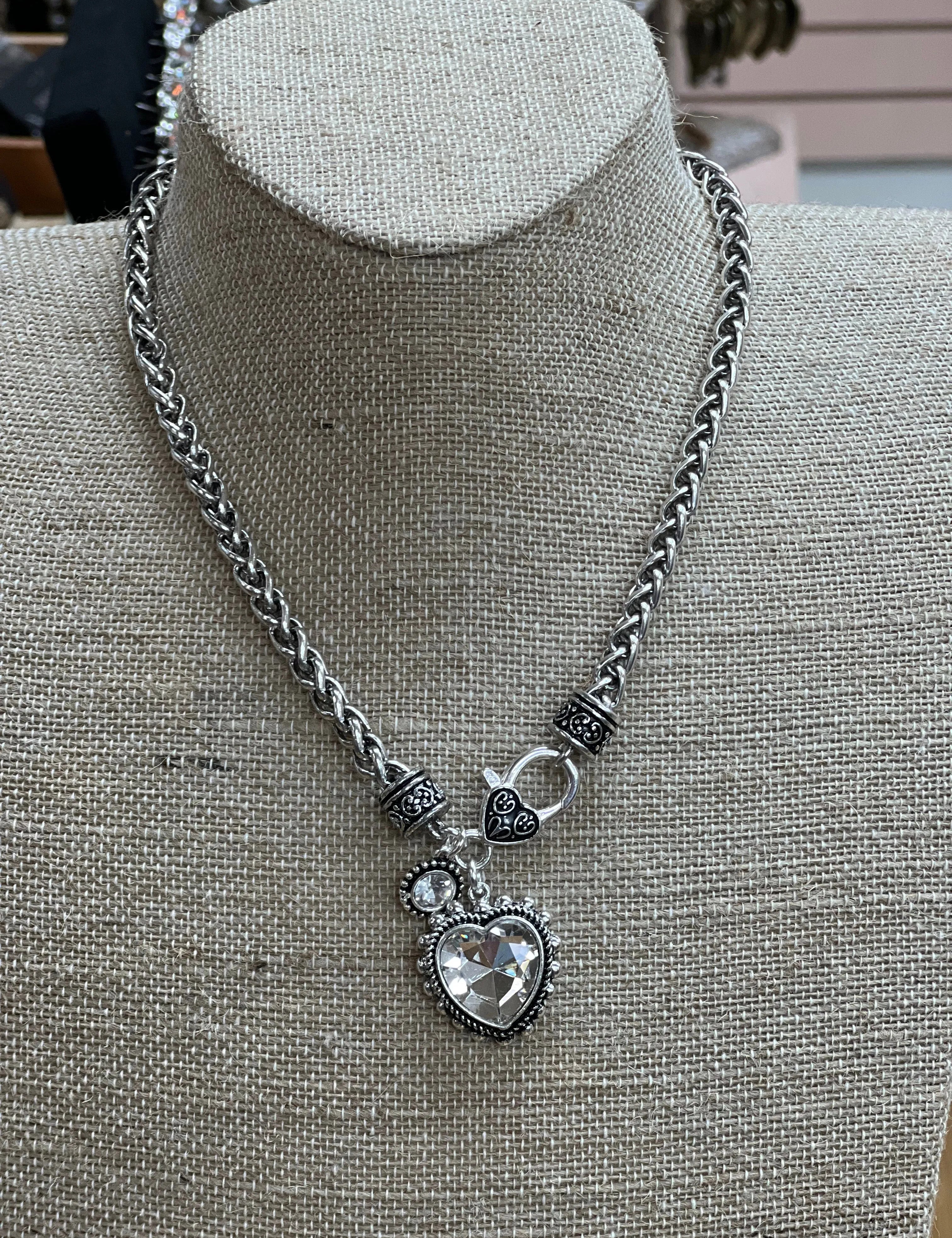 ATG Silver Heart Braided Chain Necklace on Simply Obsessed