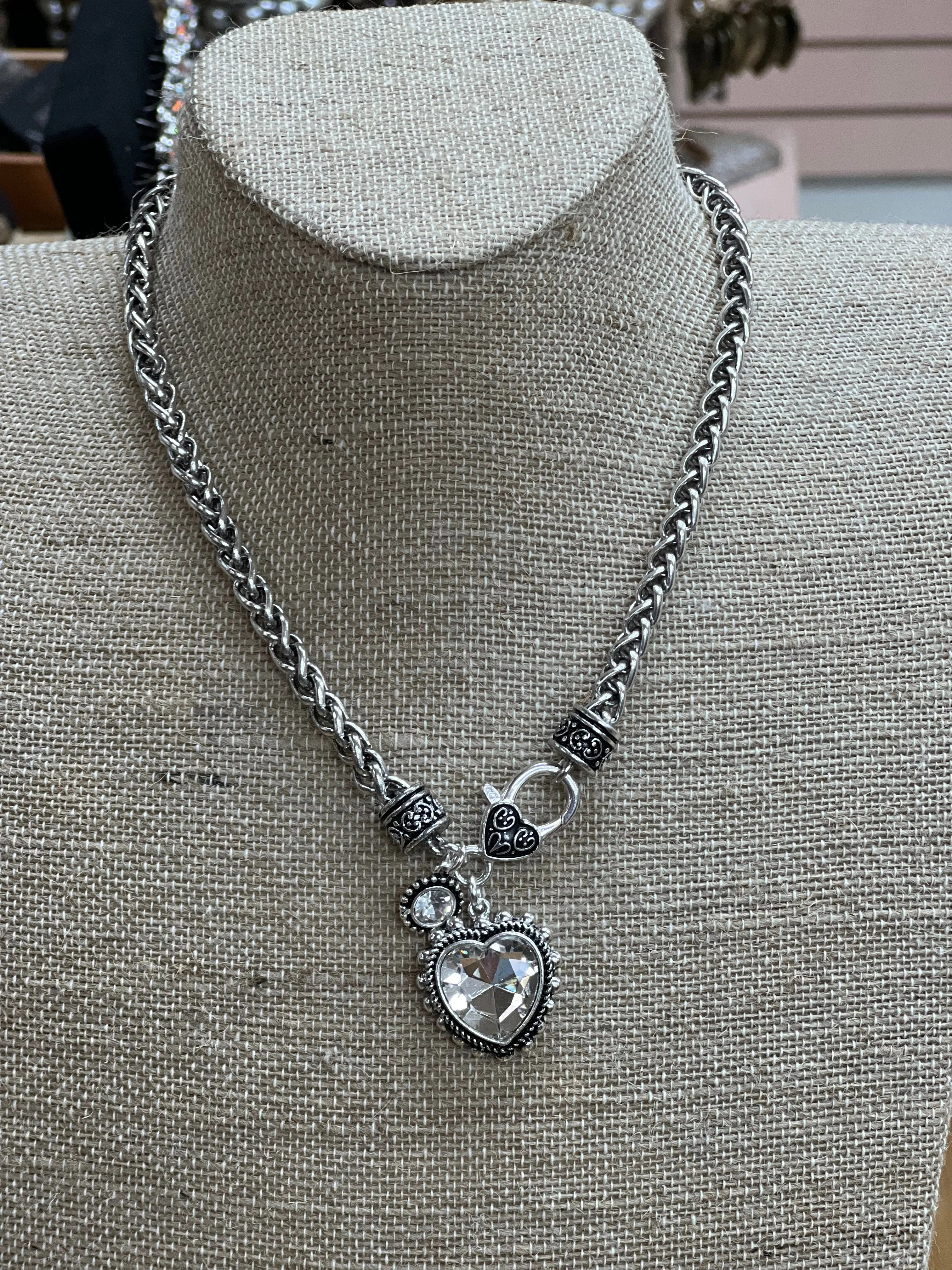 ATG Silver Heart Braided Chain Necklace on Simply Obsessed