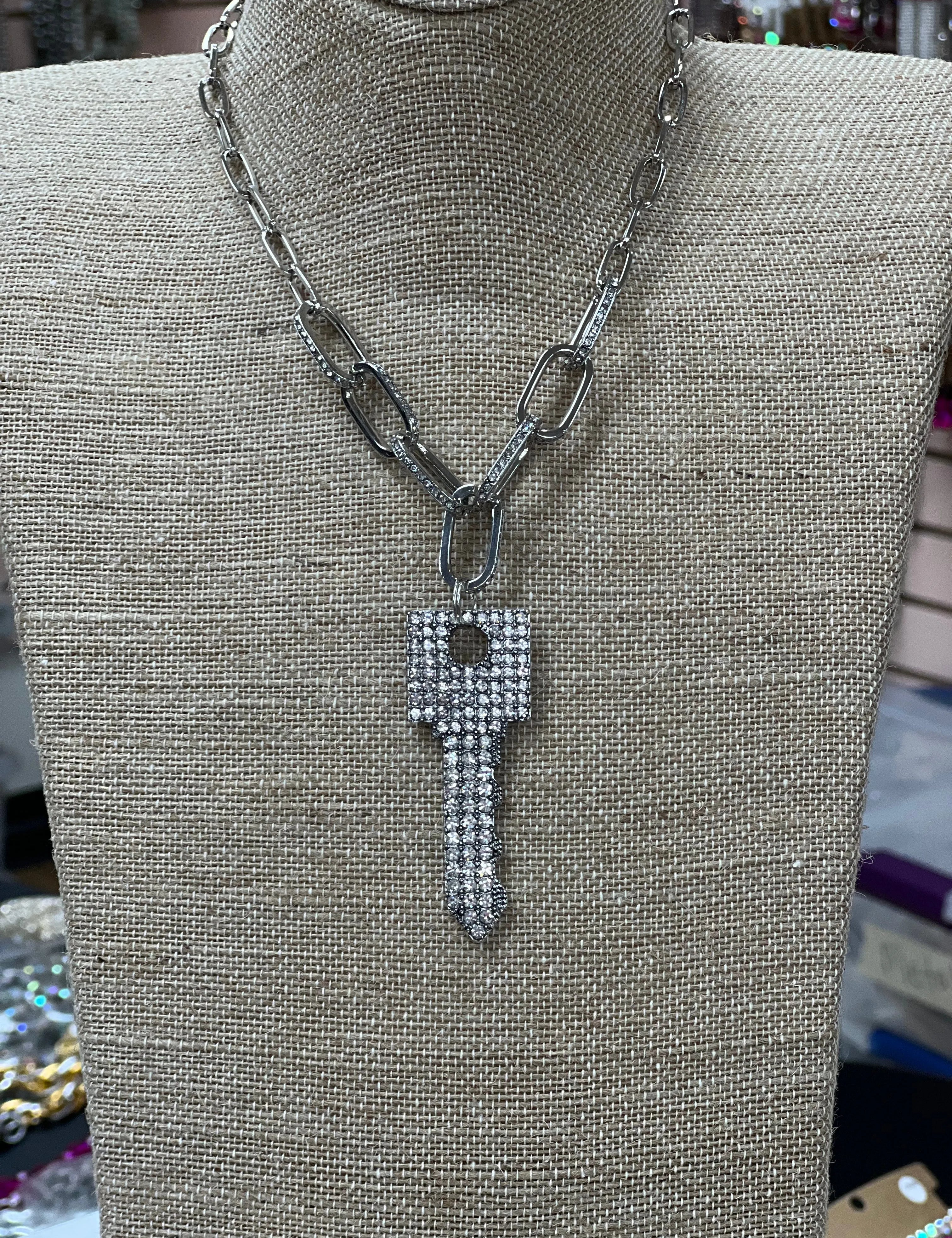 ATG Silver Key Chain Necklace on Simply Obsessed