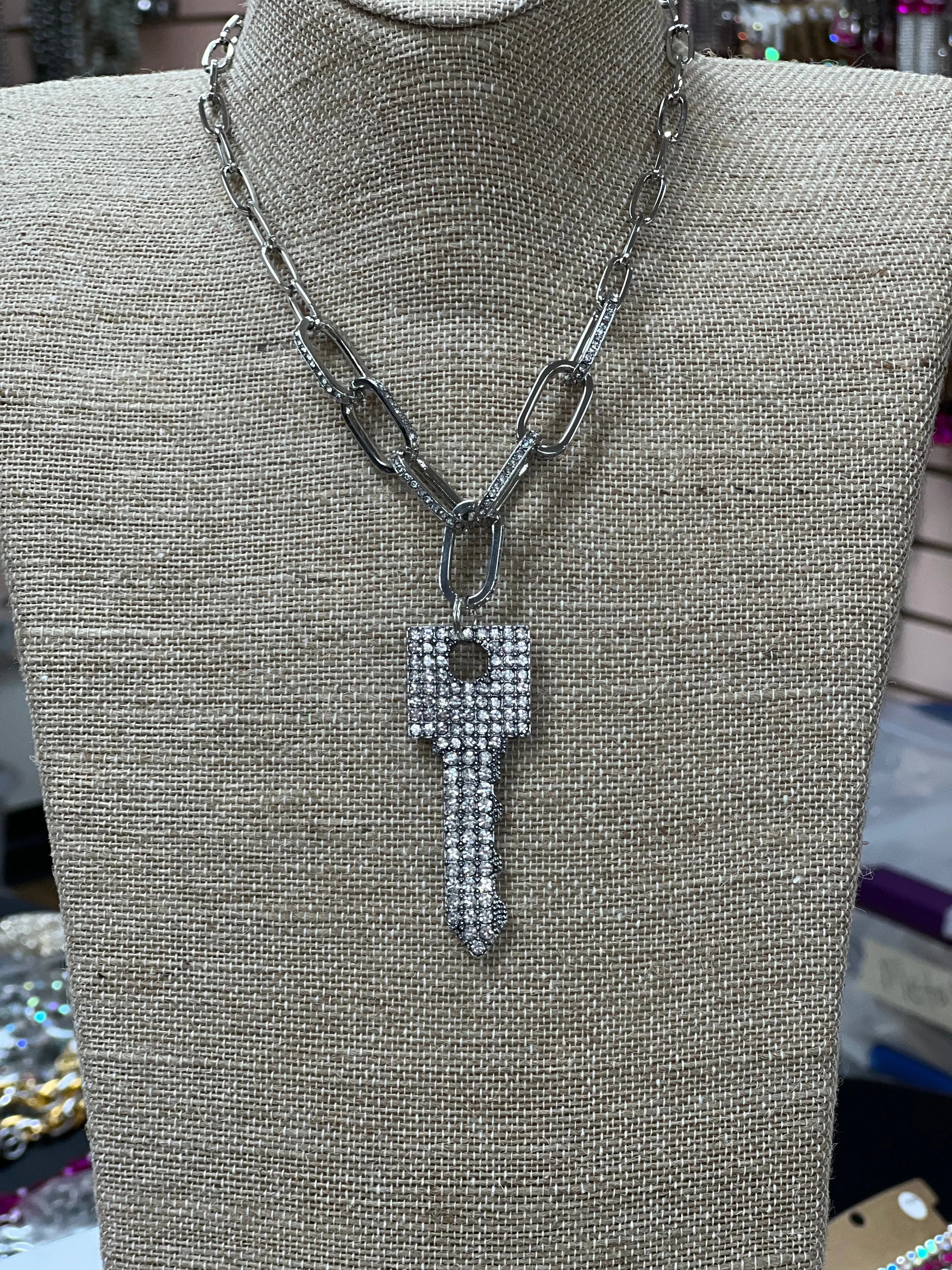 ATG Silver Key Chain Necklace on Simply Obsessed
