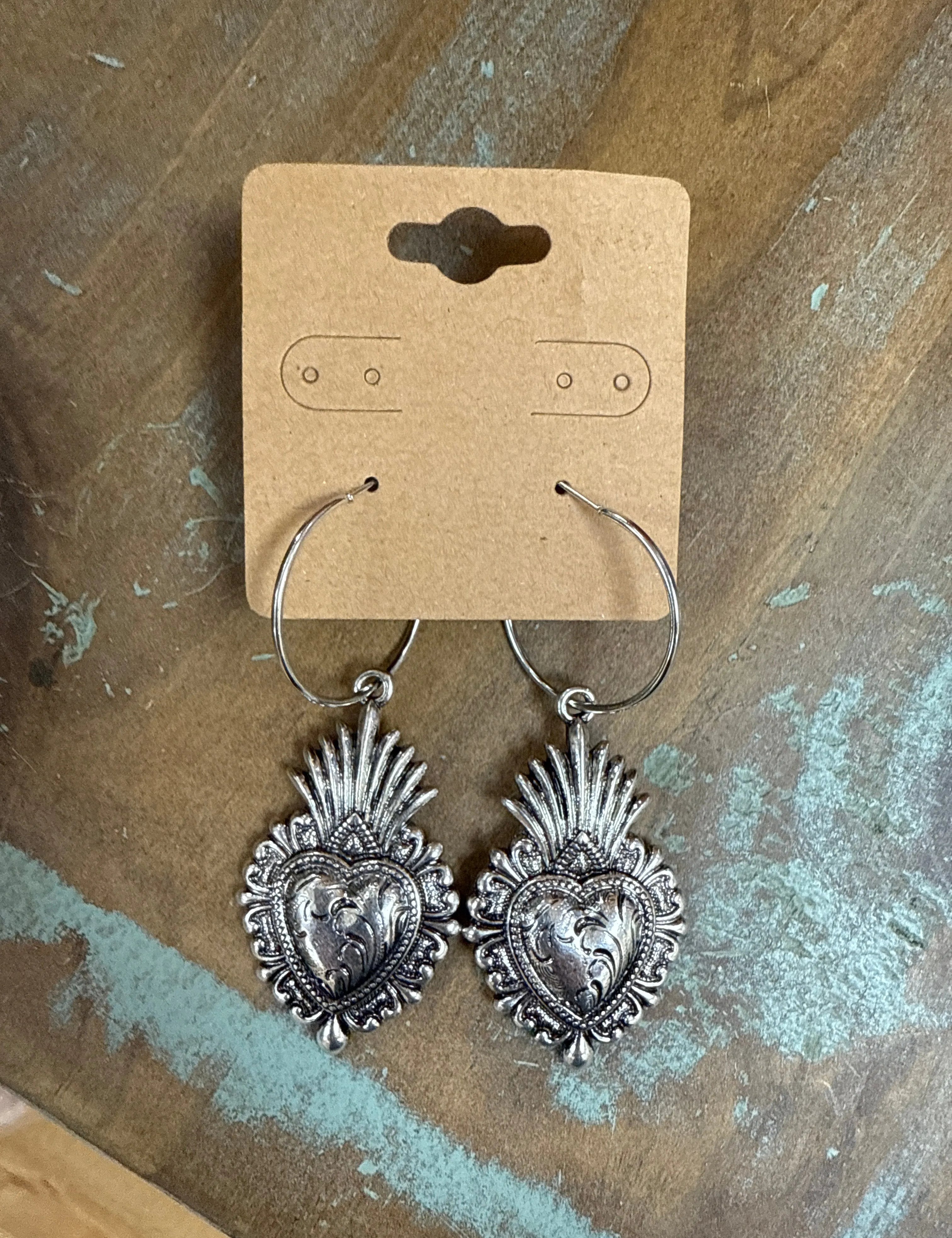 ATG Silver Radiating Heart Hoops on Simply Obsessed