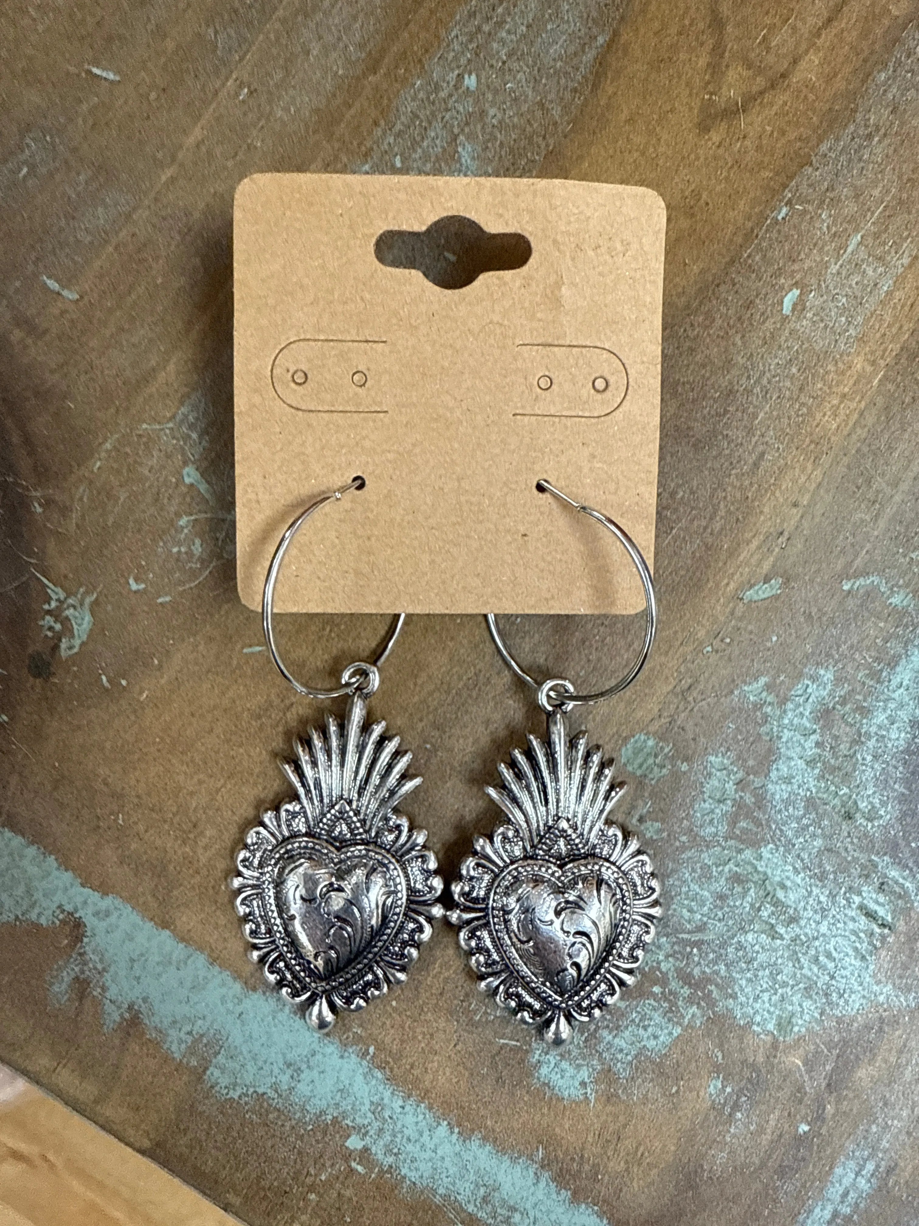 ATG Silver Radiating Heart Hoops on Simply Obsessed
