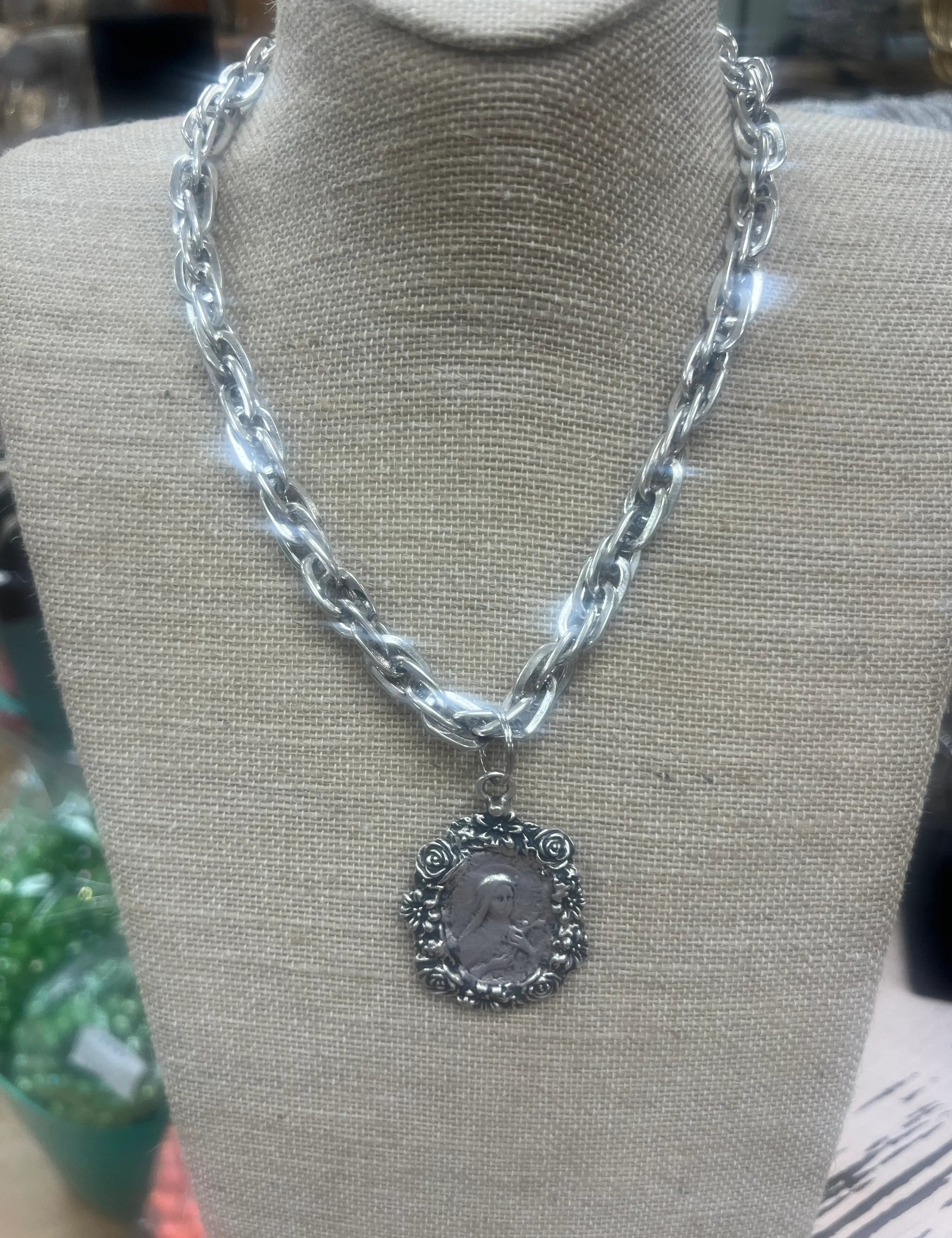 ATG Silver Virgin Mary Necklace on Simply Obsessed