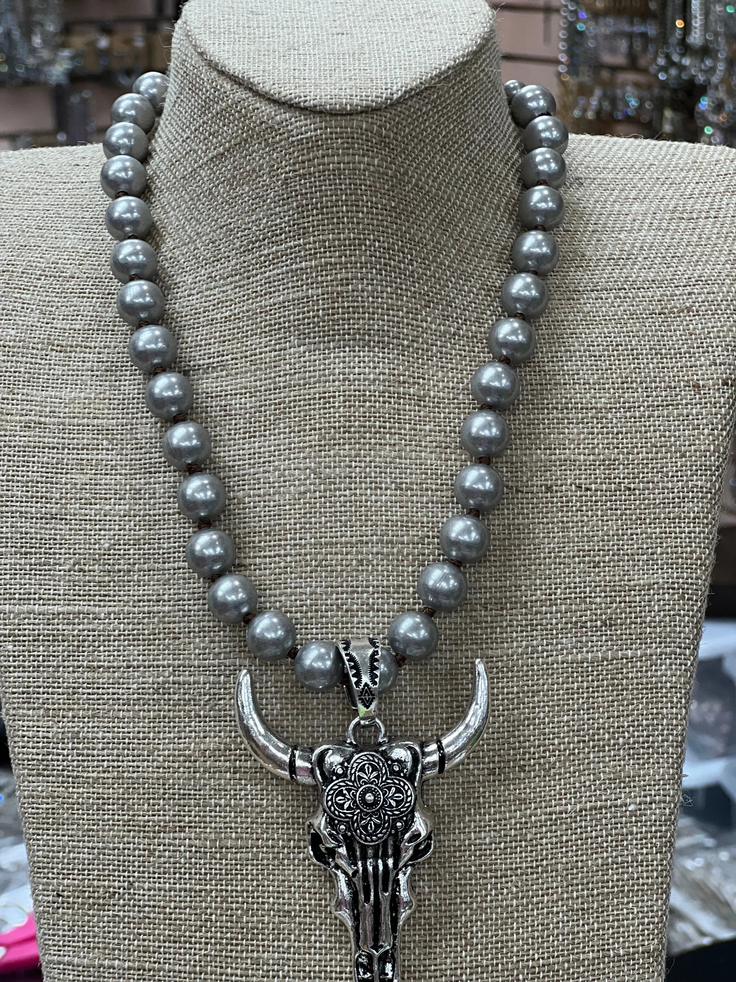 ATG Skull Navajo Pearl Necklace on Simply Obsessed