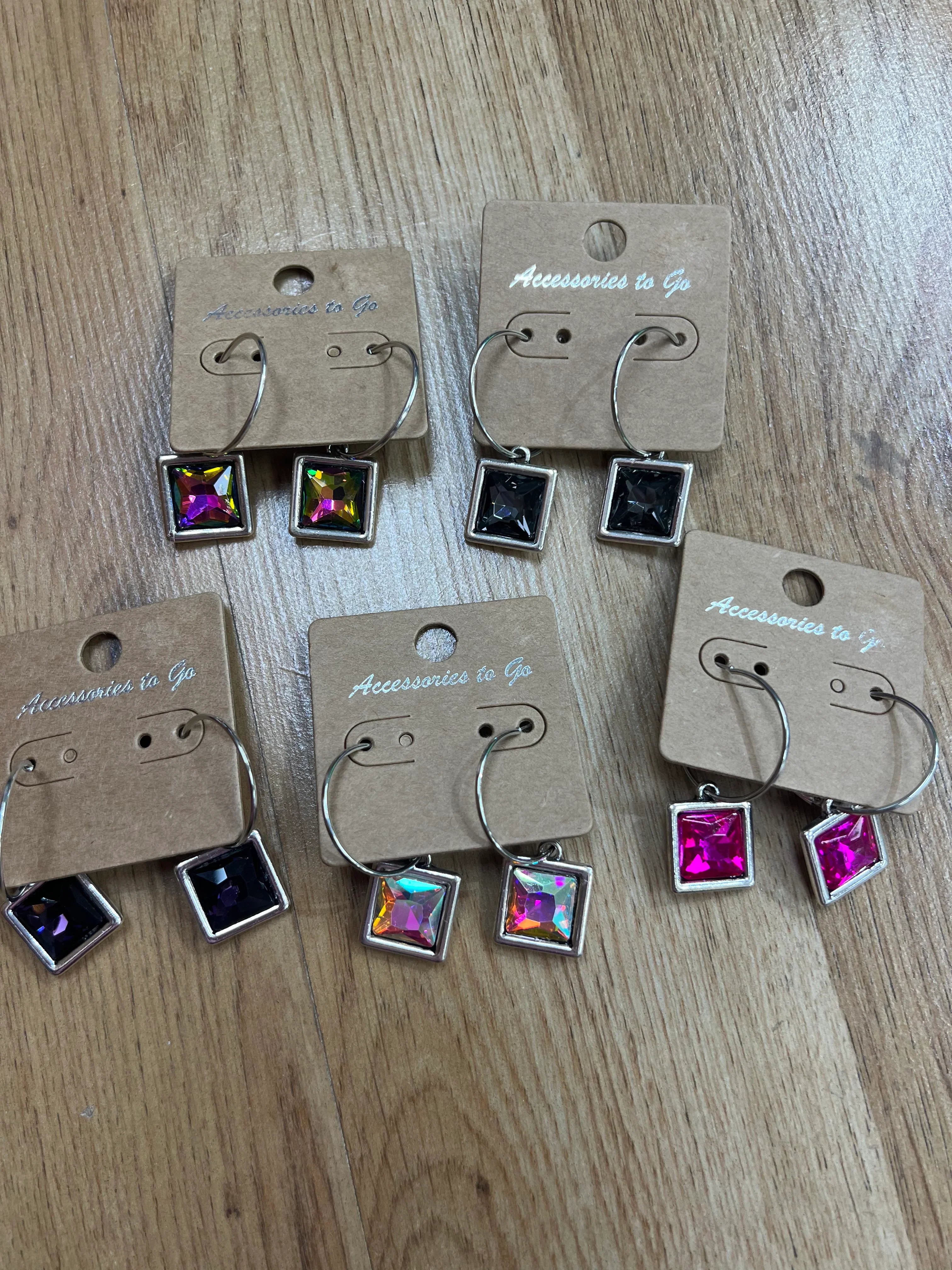 ATG Square Jeweled Earrings on Simply Obsessed