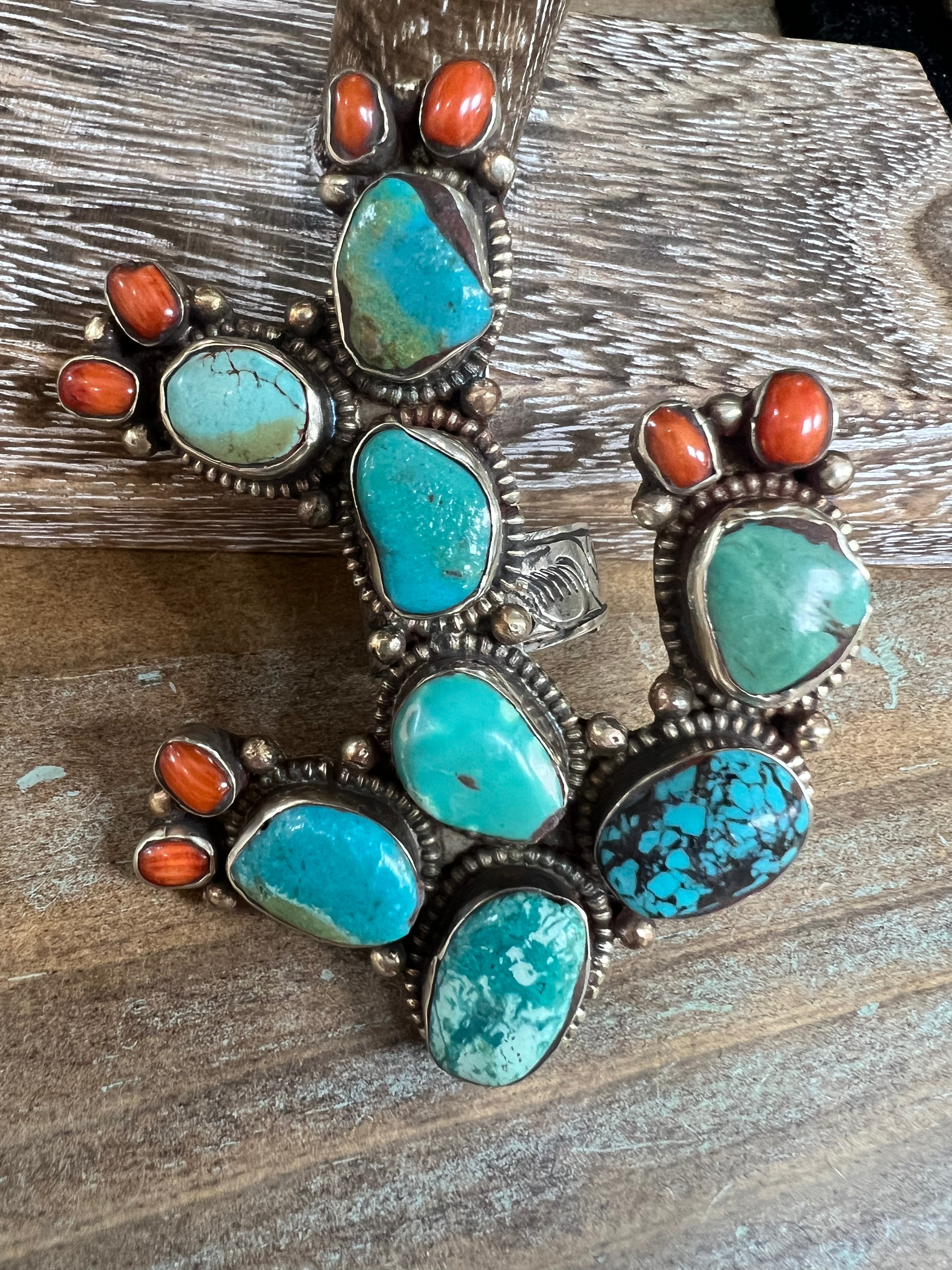 ATG Turquoise Cactus w/ Coral Flower Ring on Simply Obsessed