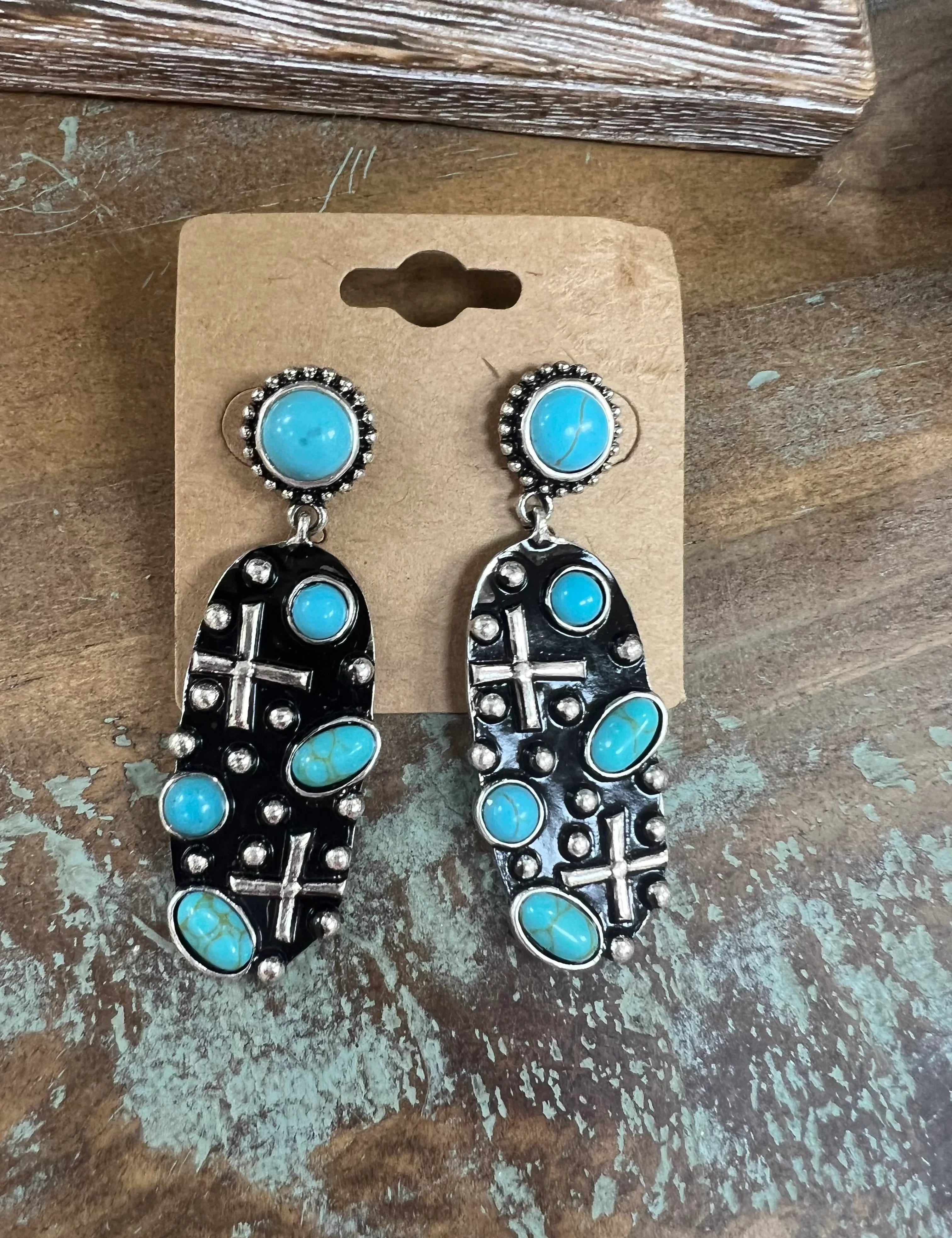 ATG Turquoise Cross Earrings on Simply Obsessed