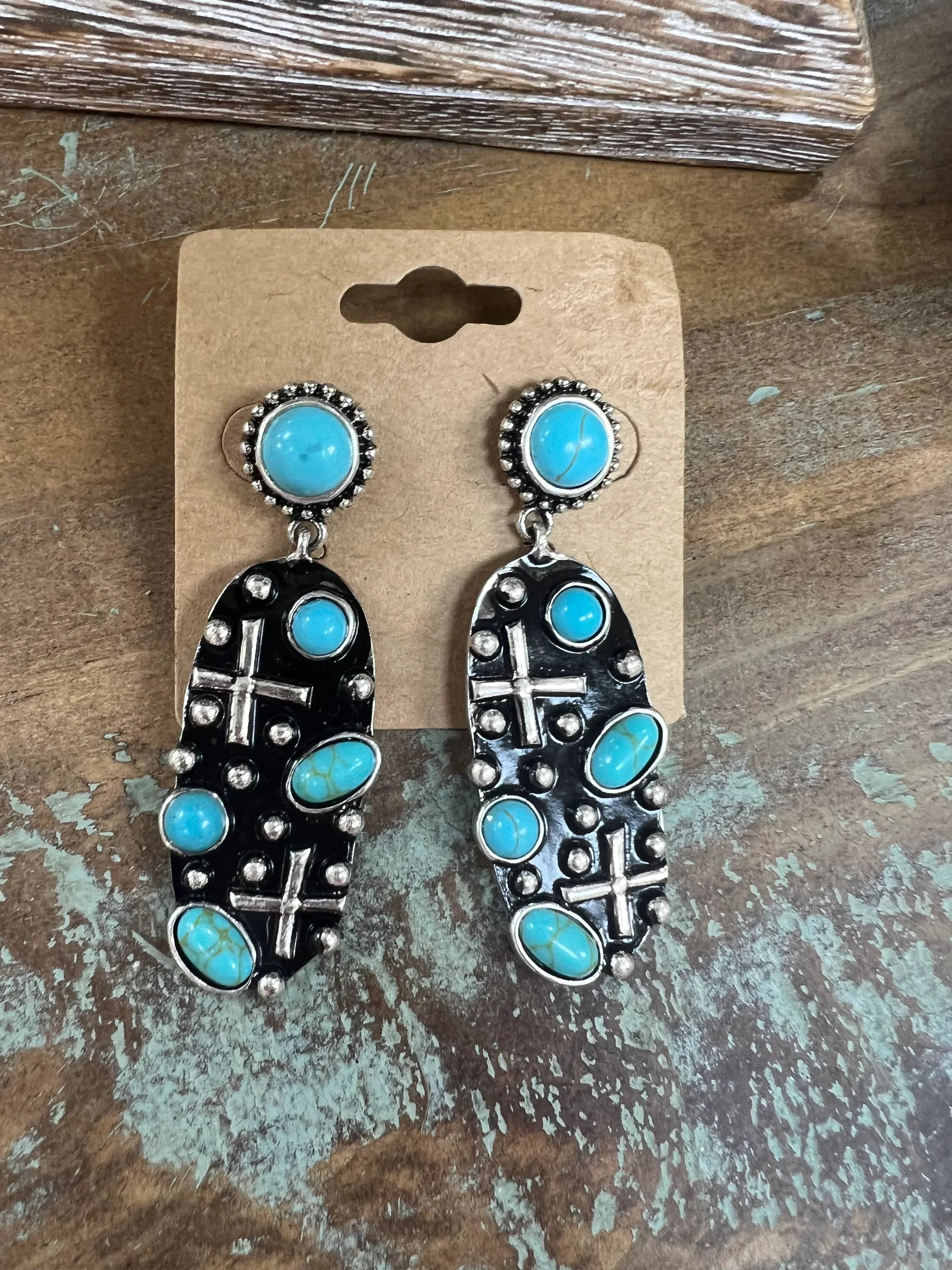 ATG Turquoise Cross Earrings on Simply Obsessed