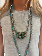 ATG Turquoise Detail Silver Chain Necklace on Simply Obsessed