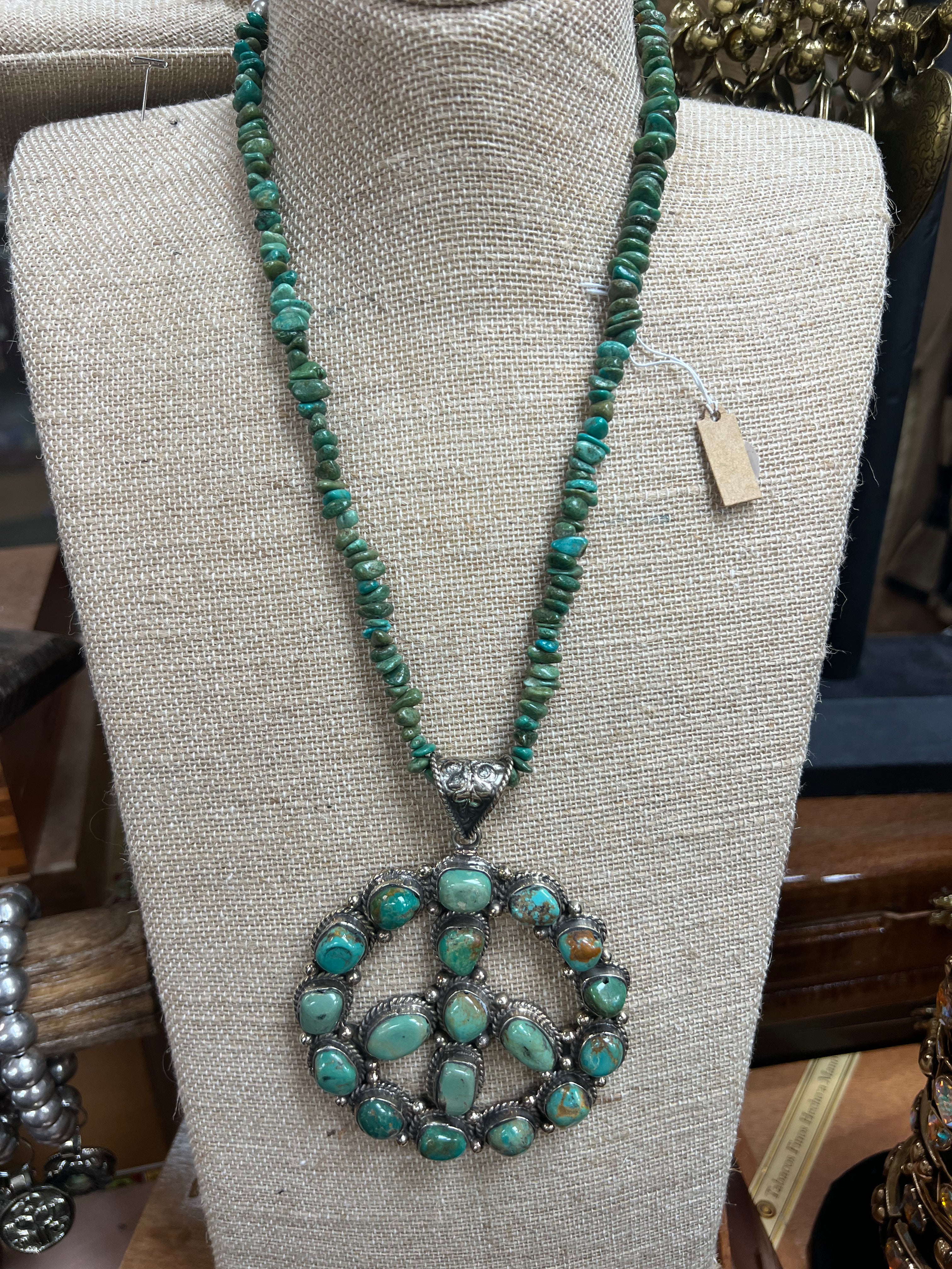 ATG Turquoise Peace Sign w/ Turquoise Chip Necklace on Simply Obsessed