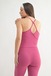 MONO B Spaghetti Strap Active Tank Top - SOFT MAGENTA