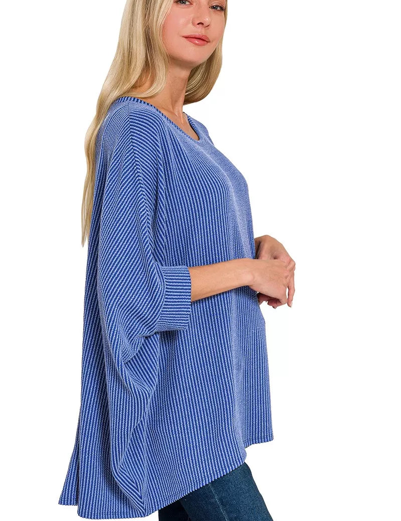 ZENANA Raised Rib Bat Sleeve Top on Simply Obsessed