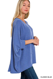 ZENANA Raised Rib Bat Sleeve Top on Simply Obsessed