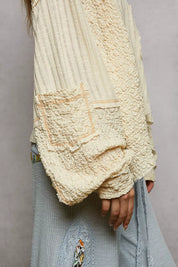 POL V-Neck Long Sleeve Top with Stitch Detail on Simply Obsessed