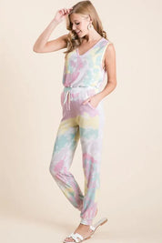 BiBi Tie Dye French Terry Casual Pants on Simply Obsessed