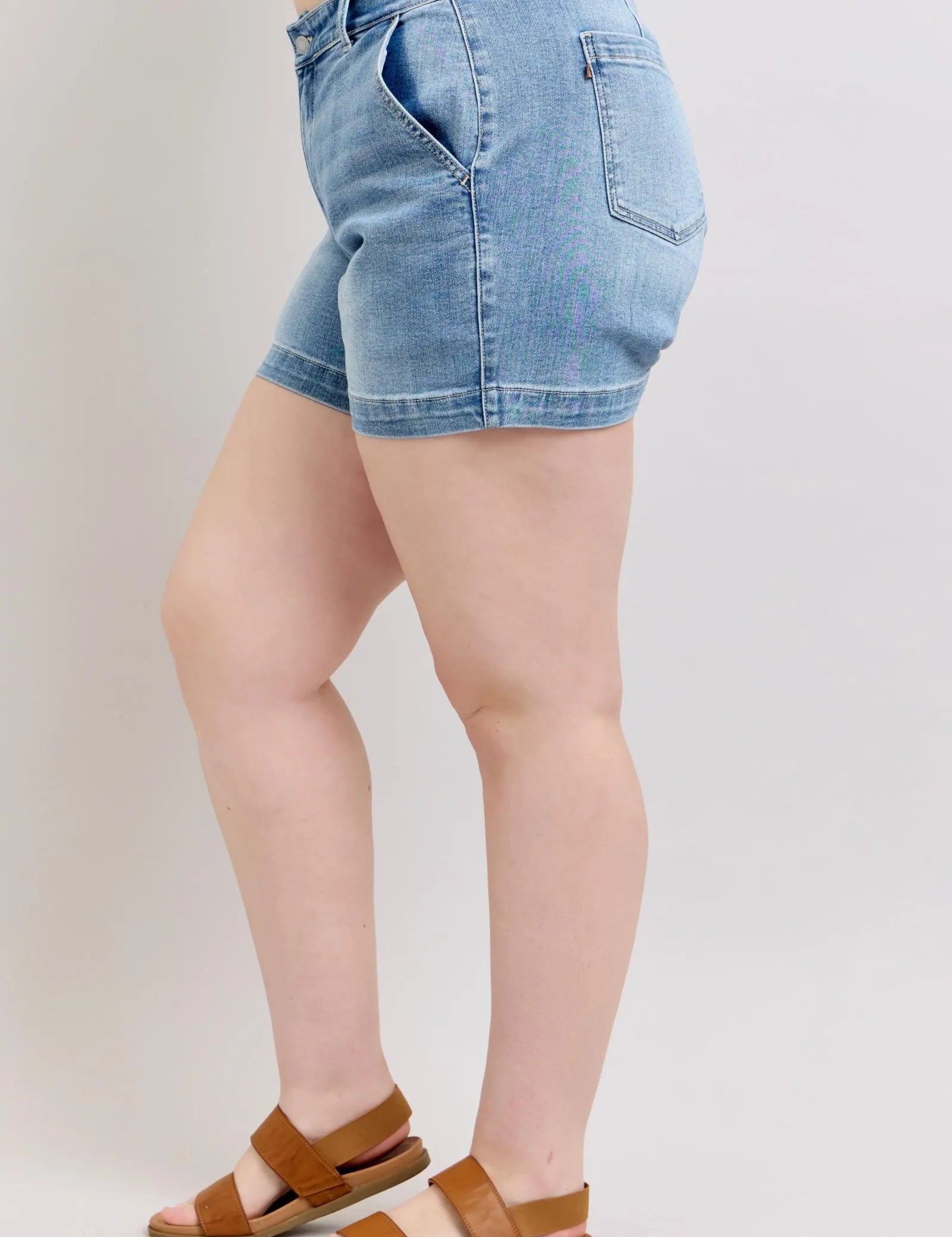 Judy Blue Plus Size High Rise Denim Shorts on Simply Obsessed