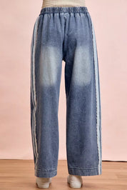 BIBI Washed Lace Contrast Sided Jeans on Simply Obsessed