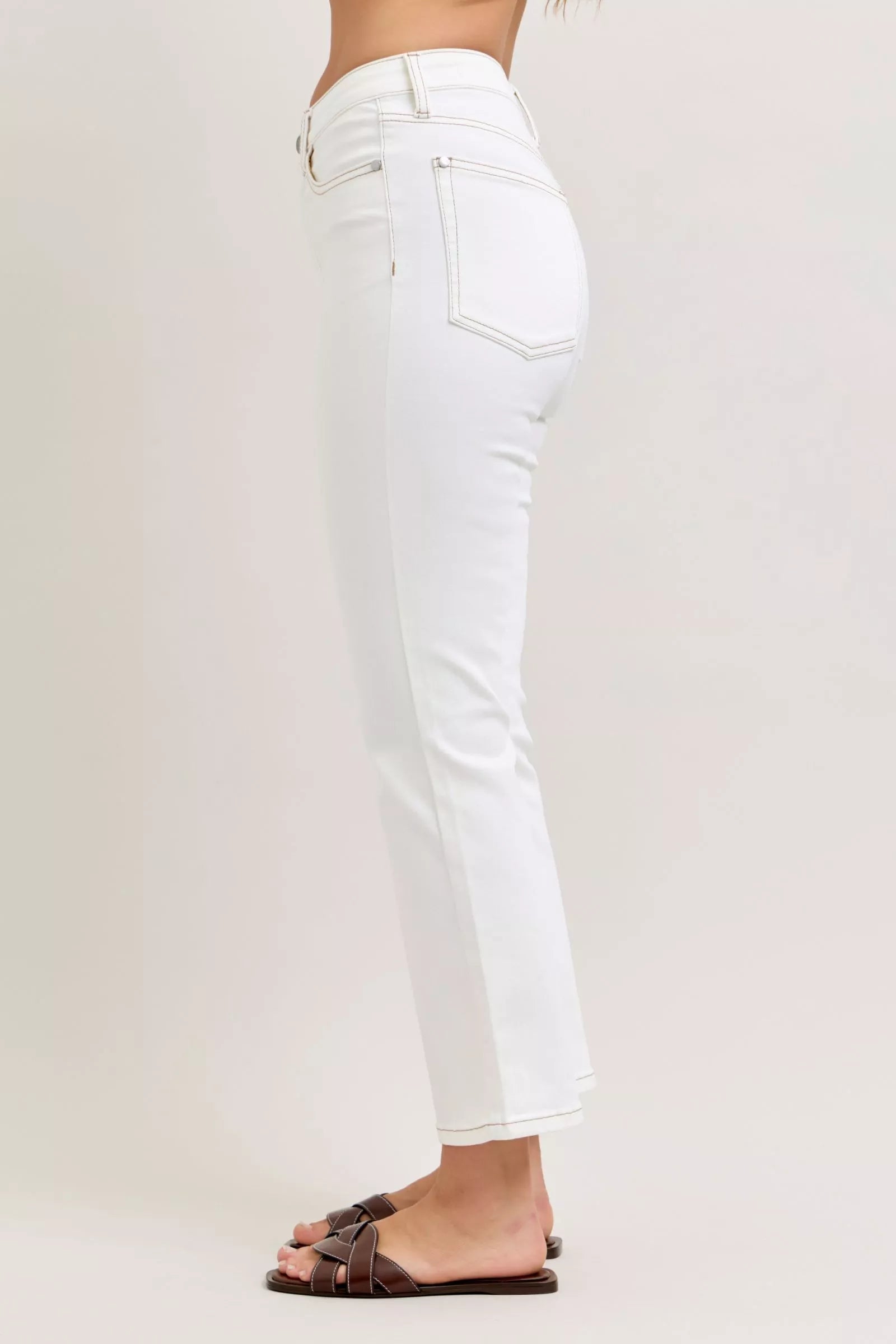 Judy Blue Contrast Stitching Cropped Flare Jeans on Simply Obsessed