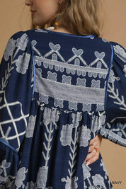 UMGEE Tribal Print Dress with Tie Neck on Simply Obsessed