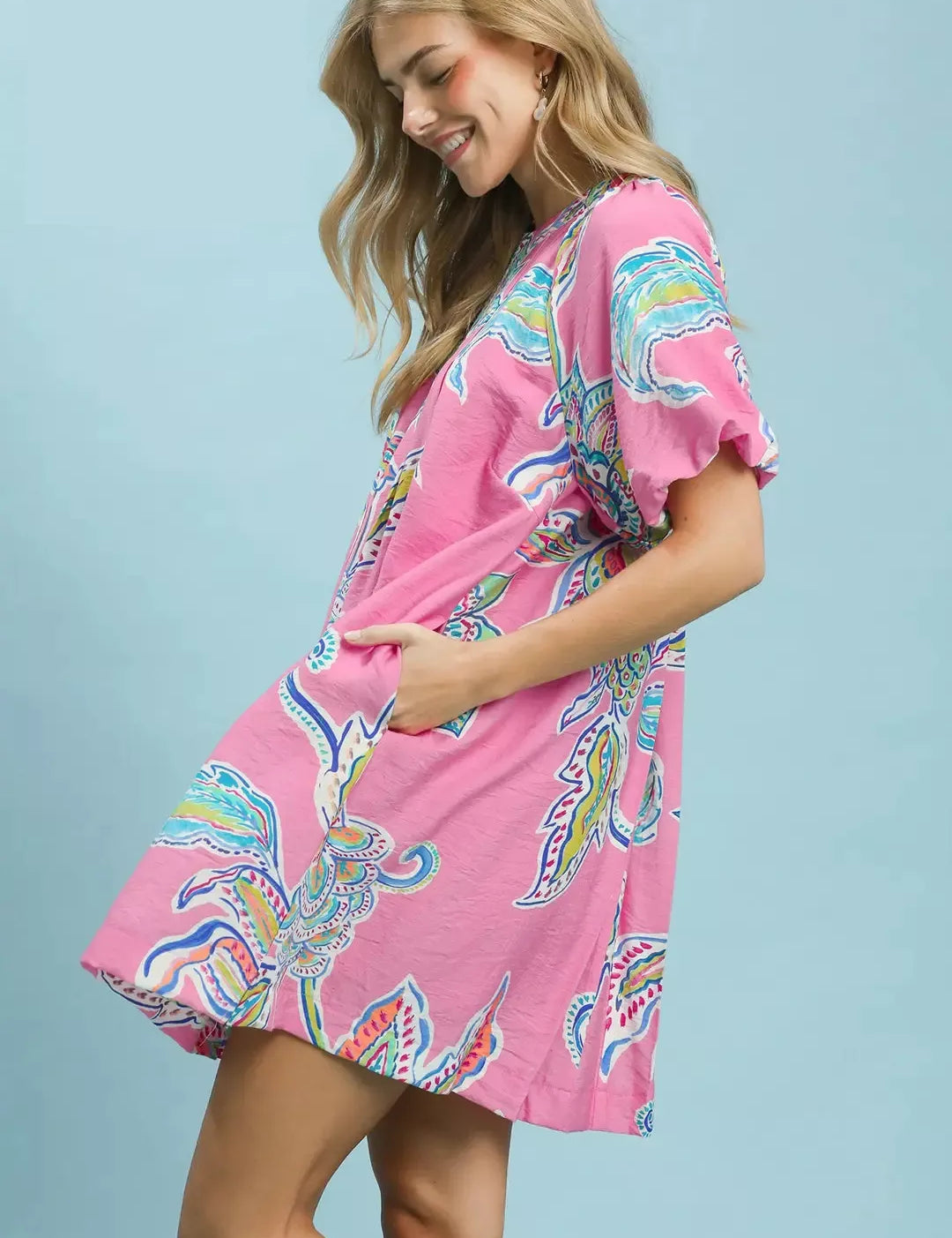 UMGEE Boho Floral Print Mini Dress with Pockets **DEBUT SALE** on Simply Obsessed
