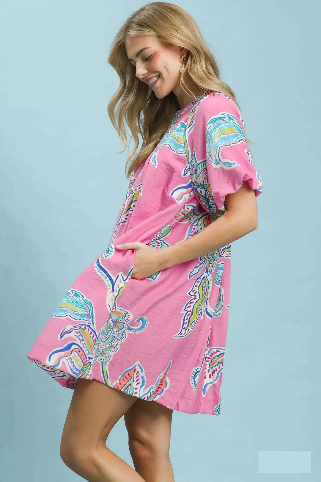 UMGEE Boho Floral Print Mini Dress with Pockets **DEBUT SALE** on Simply Obsessed